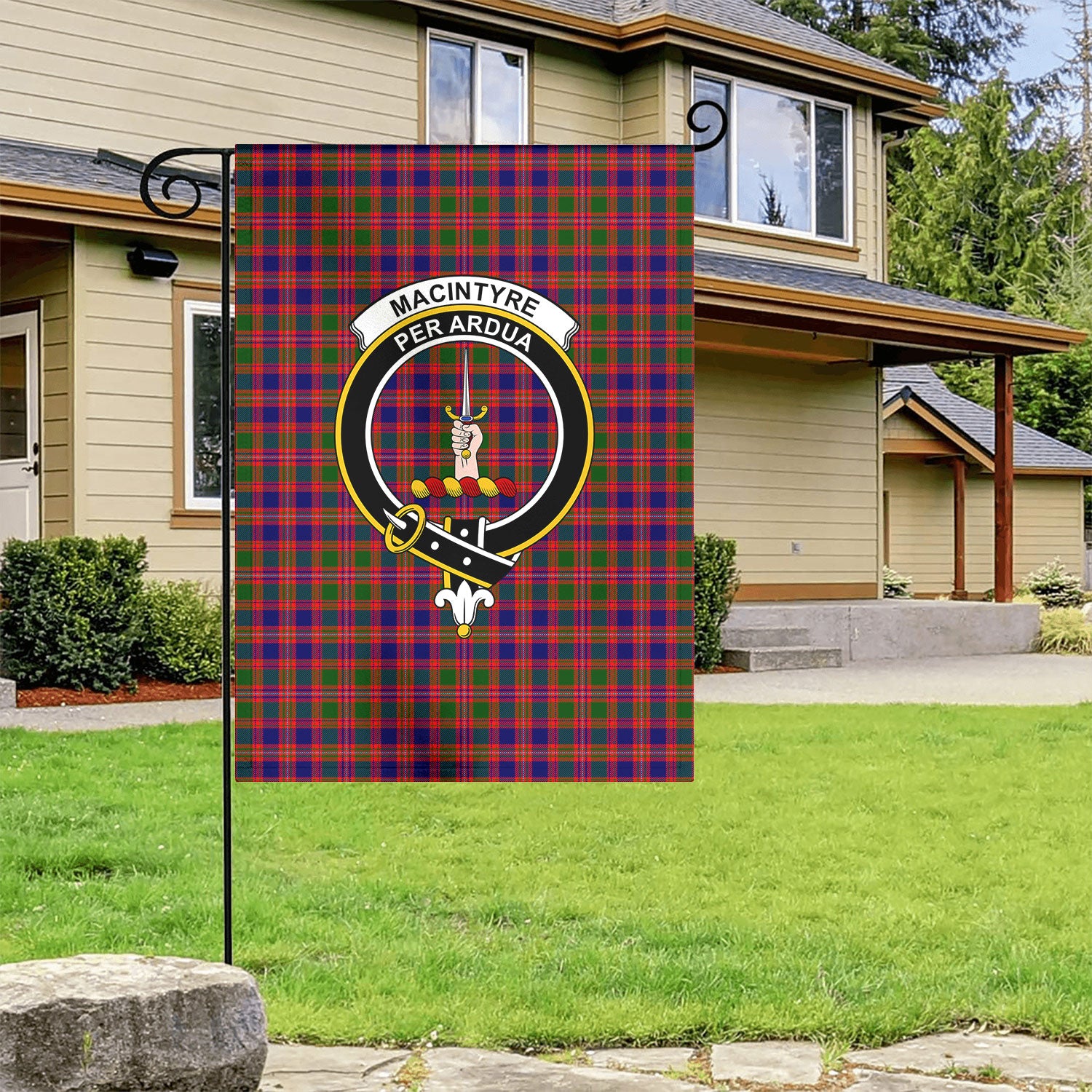 MacIntyre Modern Tartan Crest Garden Flag