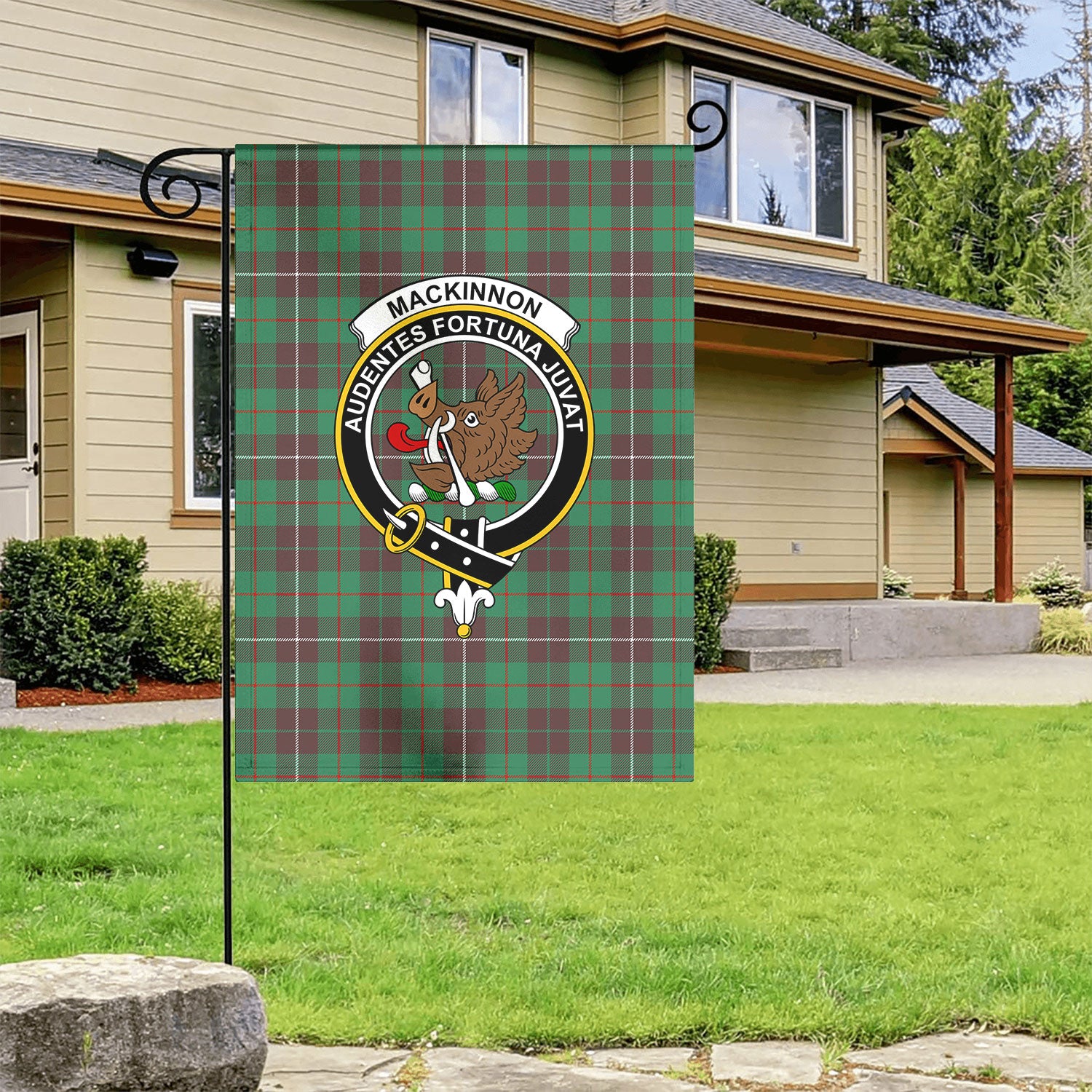 MacKinnon Hunting Ancient Tartan Crest Garden Flag