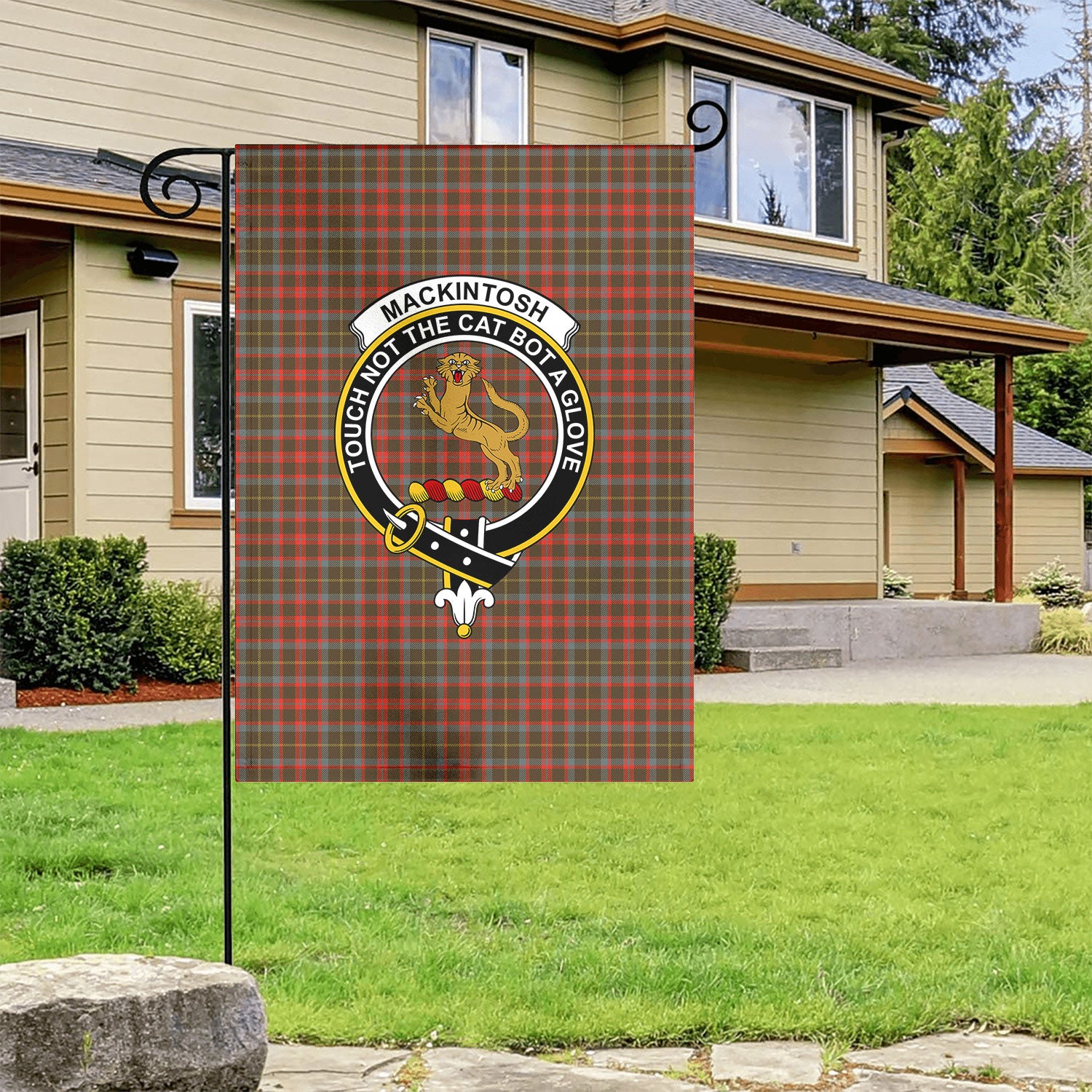 MacKintosh Hunting Weathered Tartan Crest Garden Flag