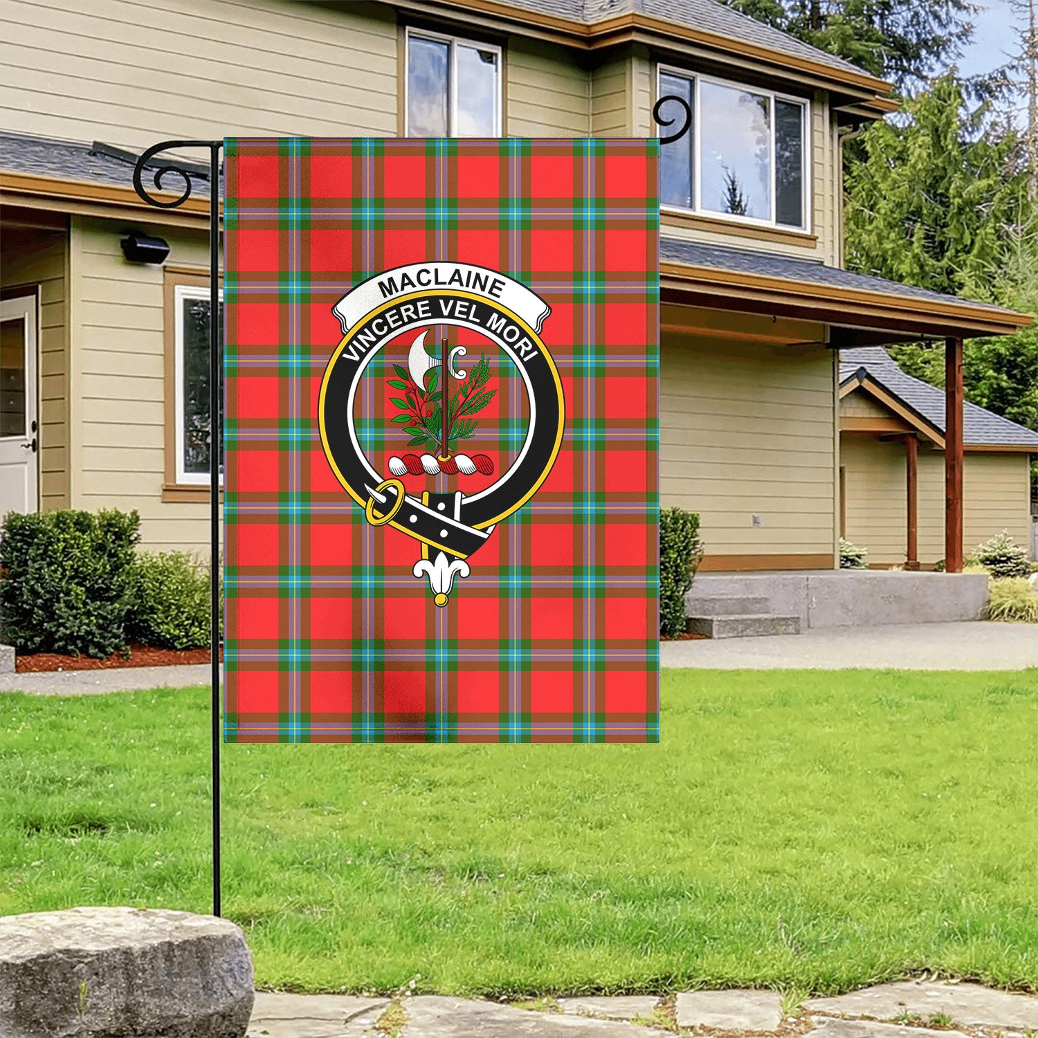 MacLaine of Loch Buie Tartan Crest Garden Flag