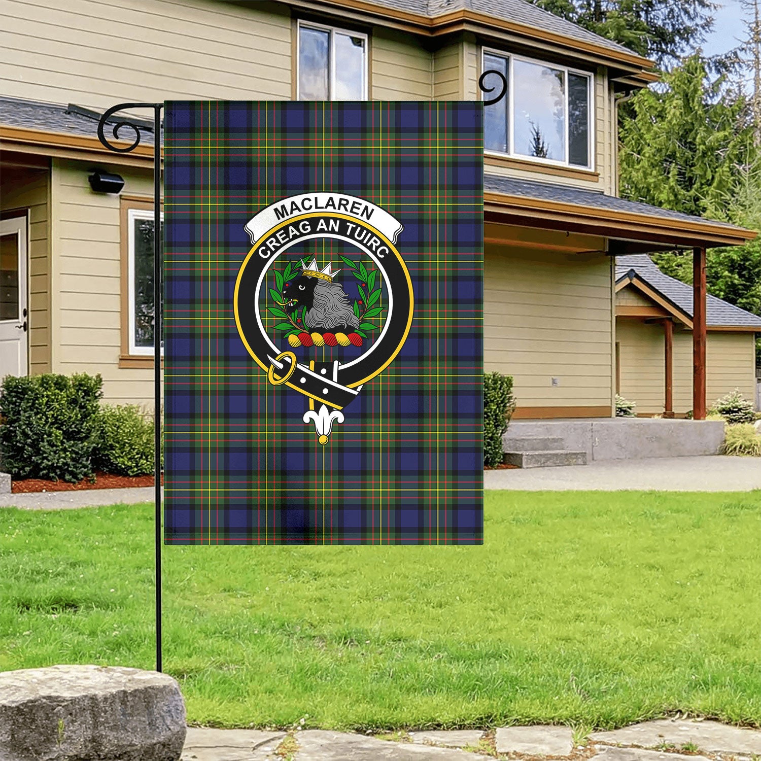 MacLaren Modern Tartan Crest Garden Flag