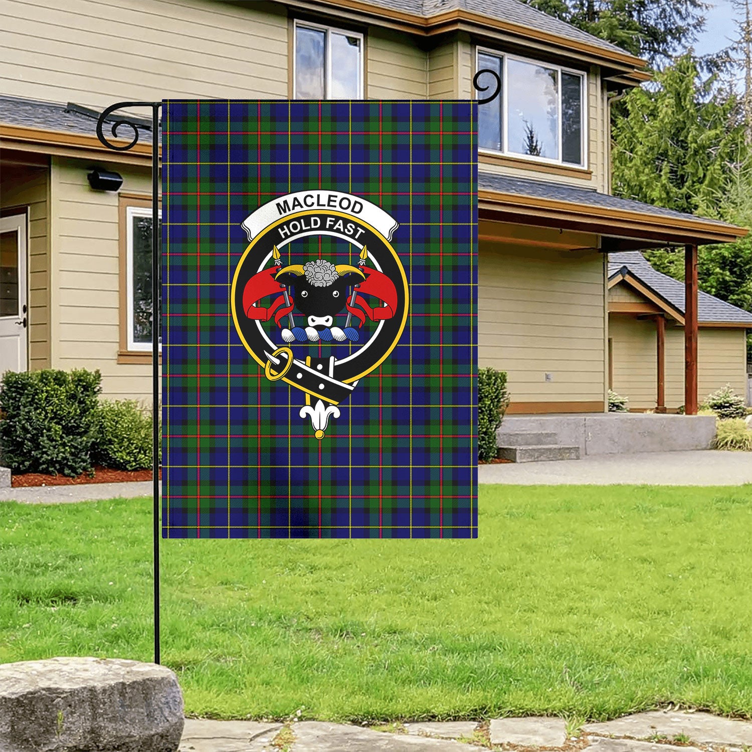 MacLeod of Harris Modern Tartan Crest Garden Flag