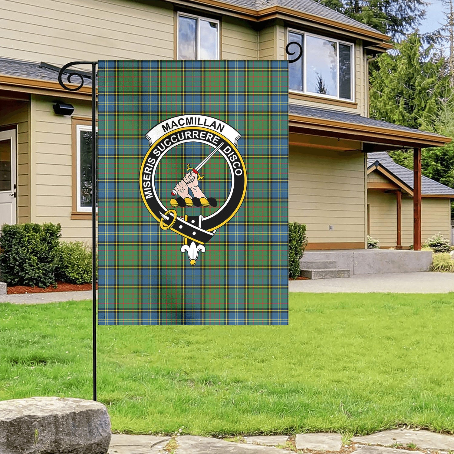 MacMillan Hunting Ancient Tartan Crest Garden Flag