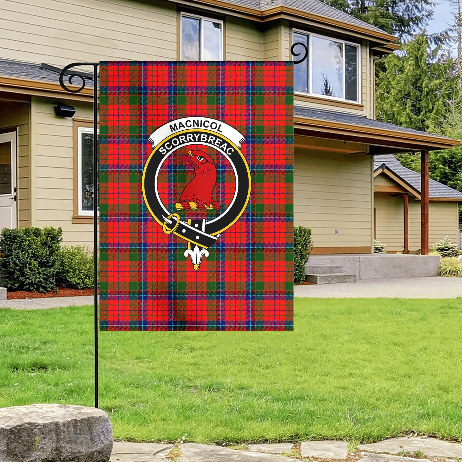 MacNicol (of Scorrybreac) Tartan Crest Garden Flag
