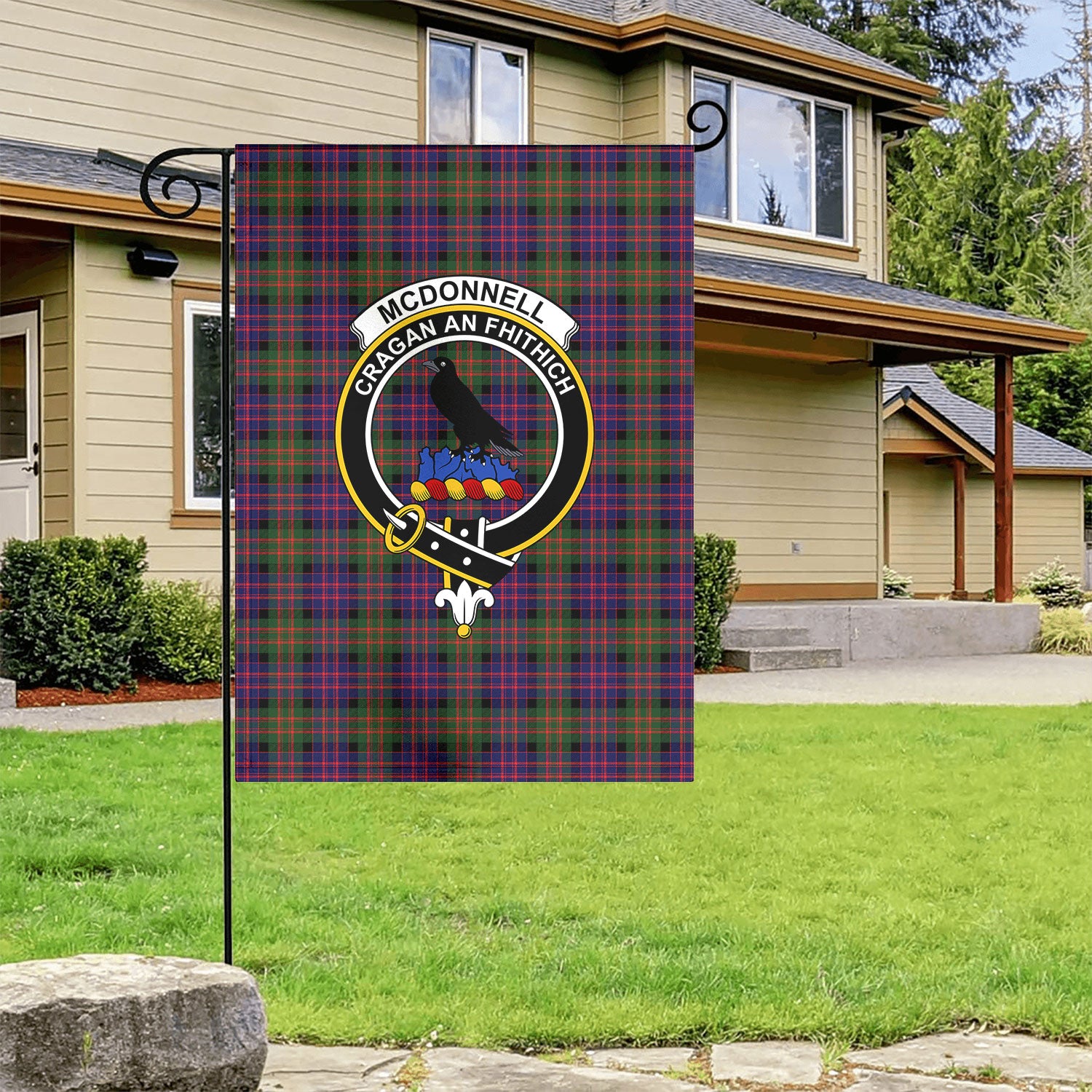 McDonnell of Glengarry Modern Tartan Crest Garden Flag