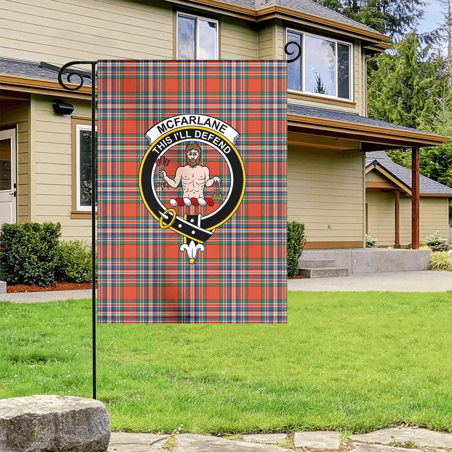 McFarlane Ancient Tartan Crest Garden Flag