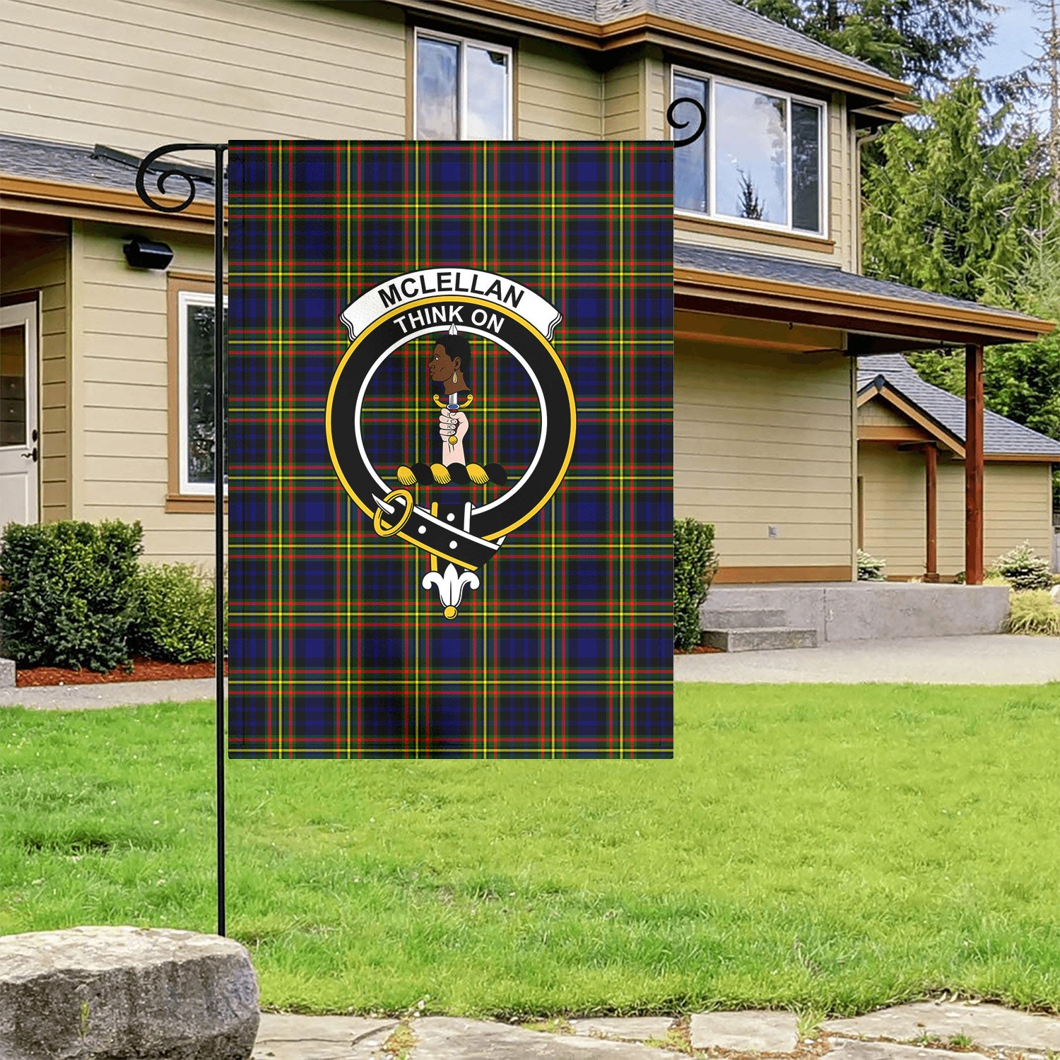 McLellan Modern Tartan Crest Garden Flag