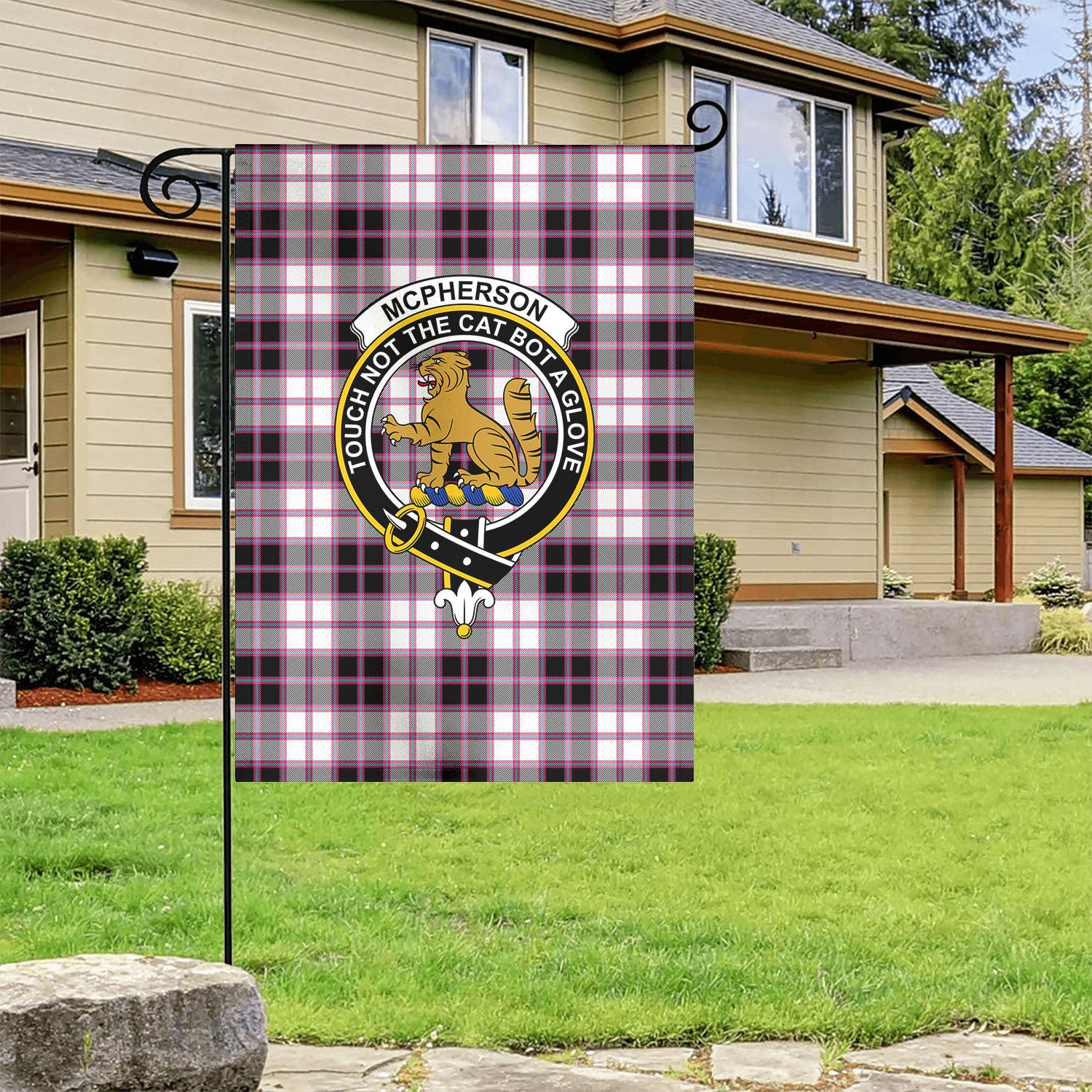 McPherson Hunting Modern Tartan Crest Garden Flag