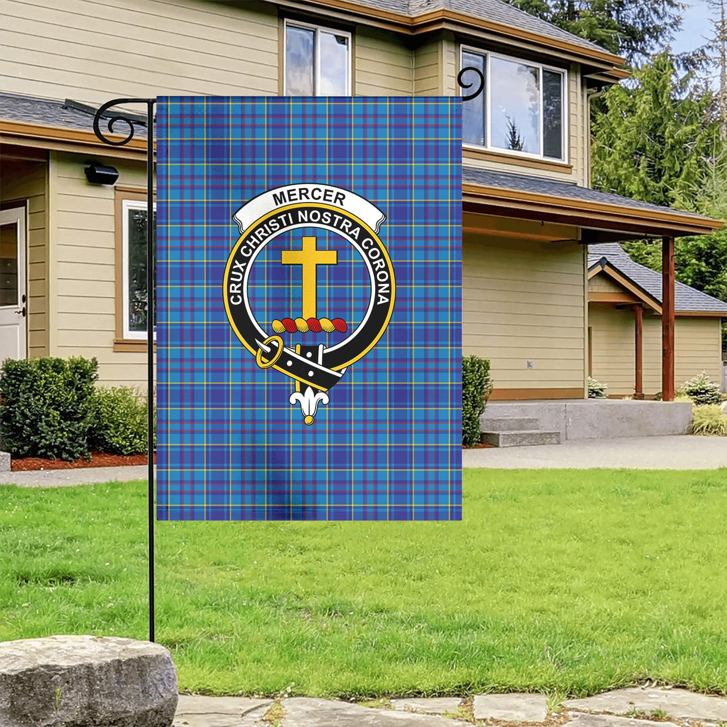 Mercer Modern Tartan Crest Garden Flag