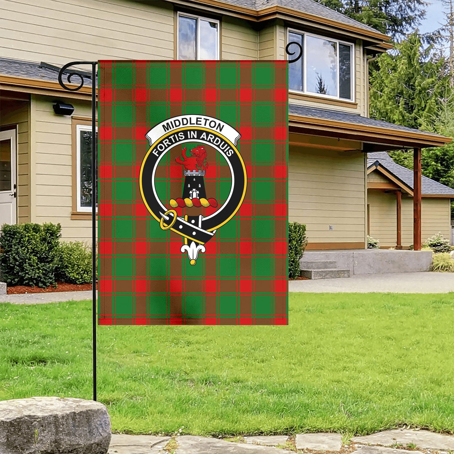 Middleton Modern Tartan Crest Garden Flag