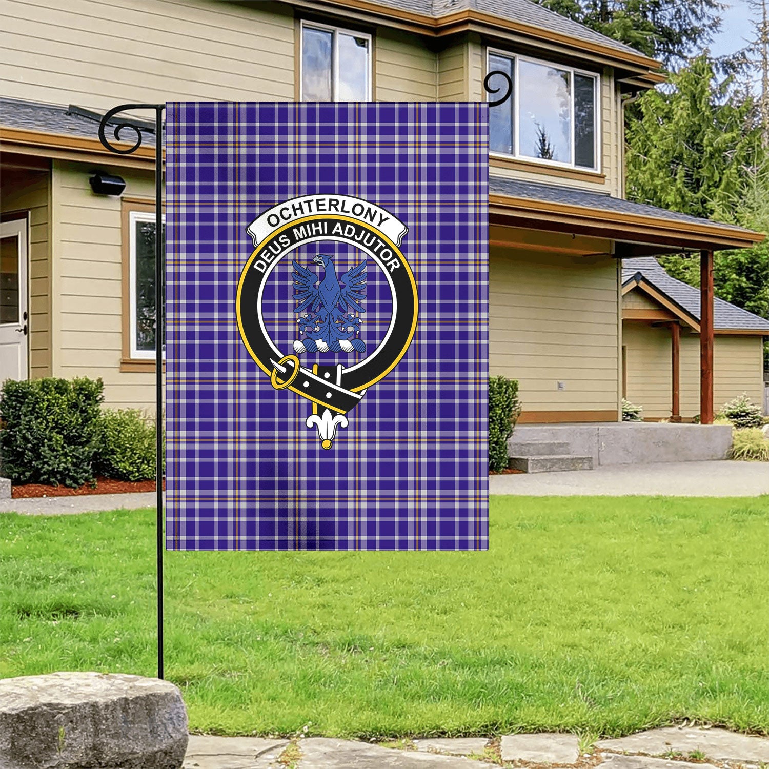 Ochterlony Tartan Crest Garden Flag