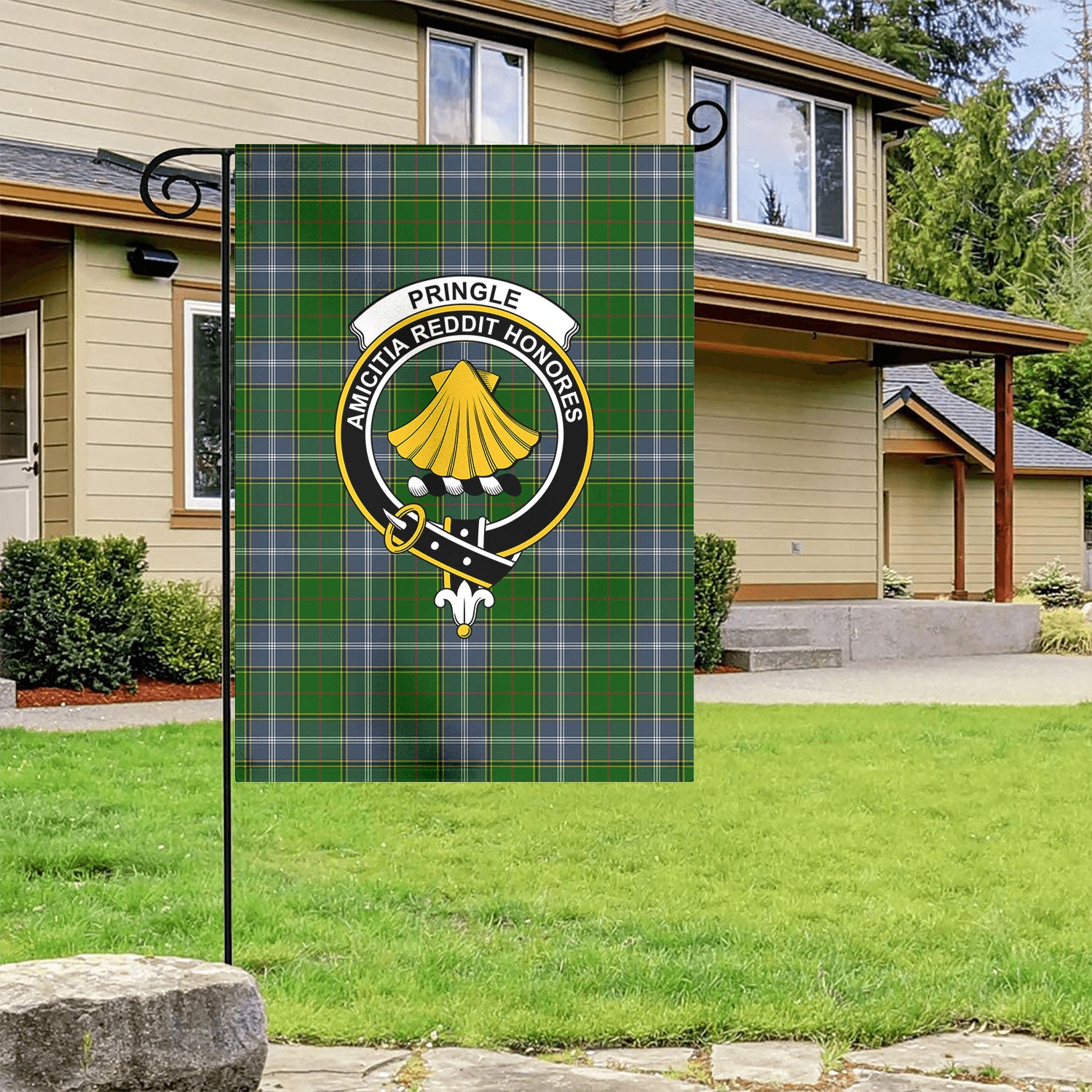 Pringle Tartan Crest Garden Flag
