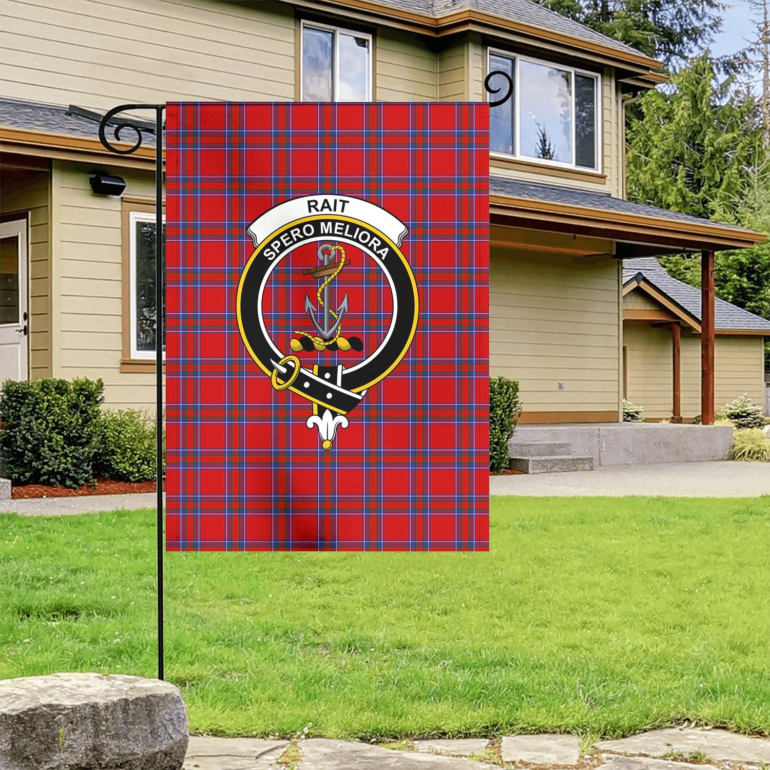 Rait Tartan Crest Garden Flag