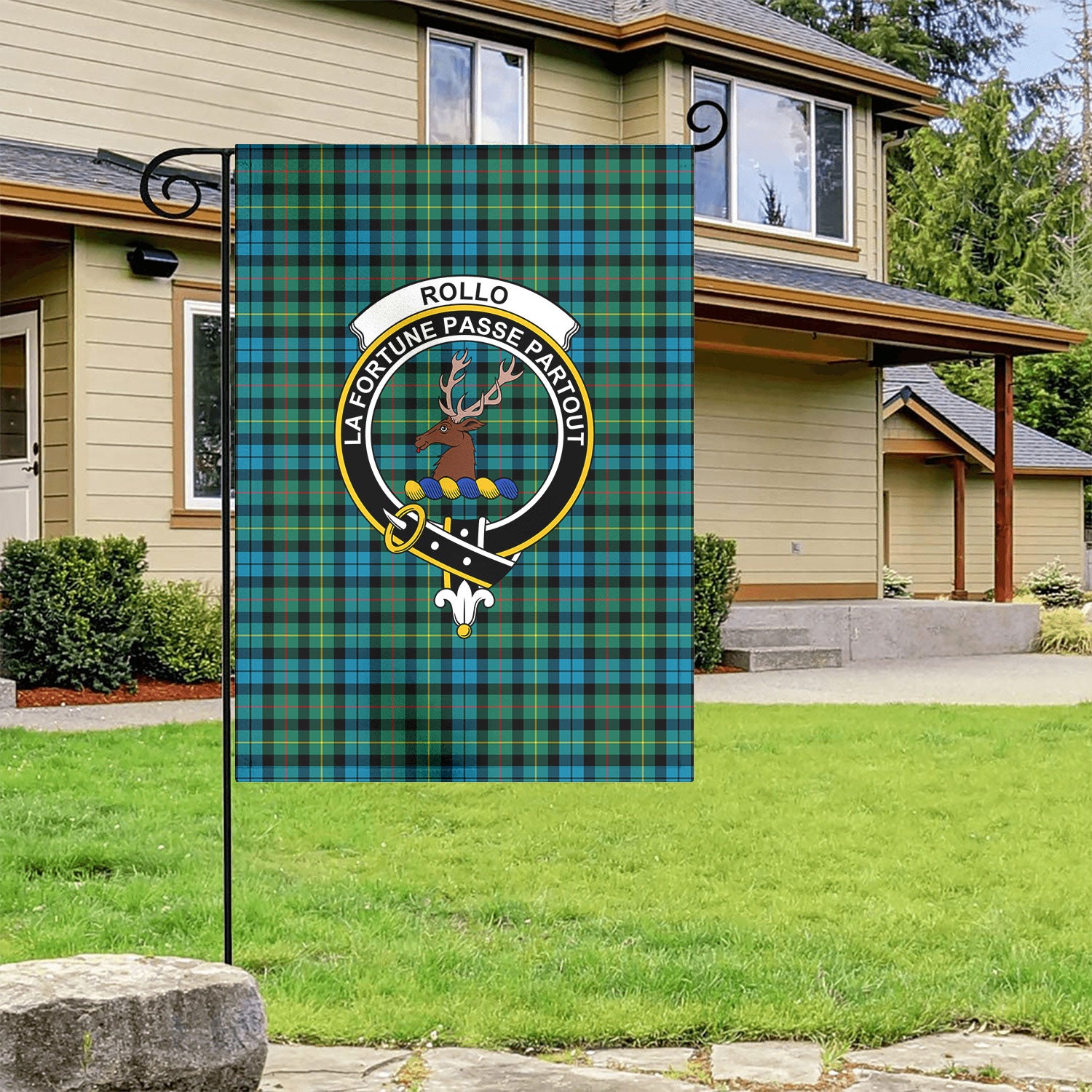 Rollo Ancient Tartan Crest Garden Flag