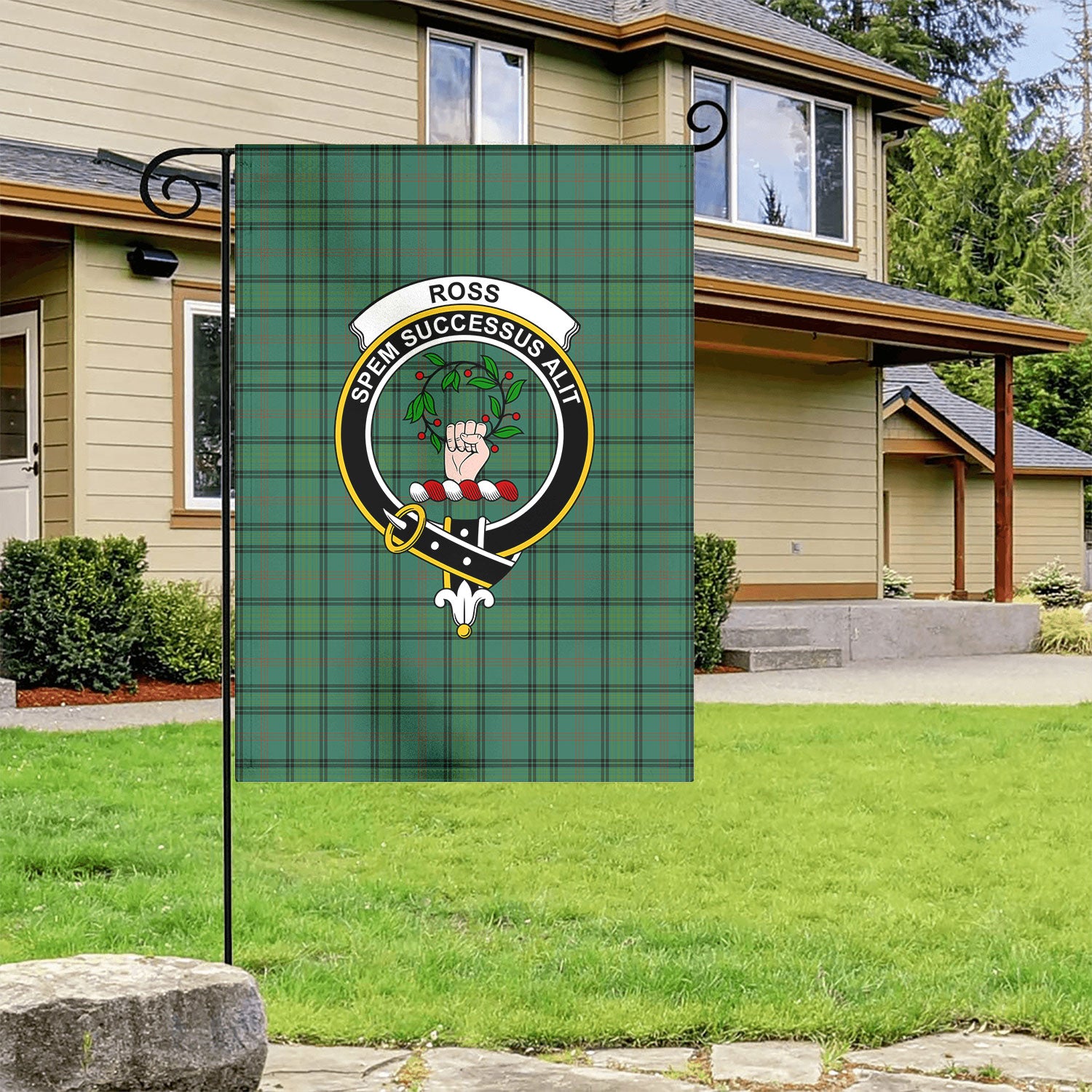 Ross Hunting Ancient Tartan Crest Garden Flag