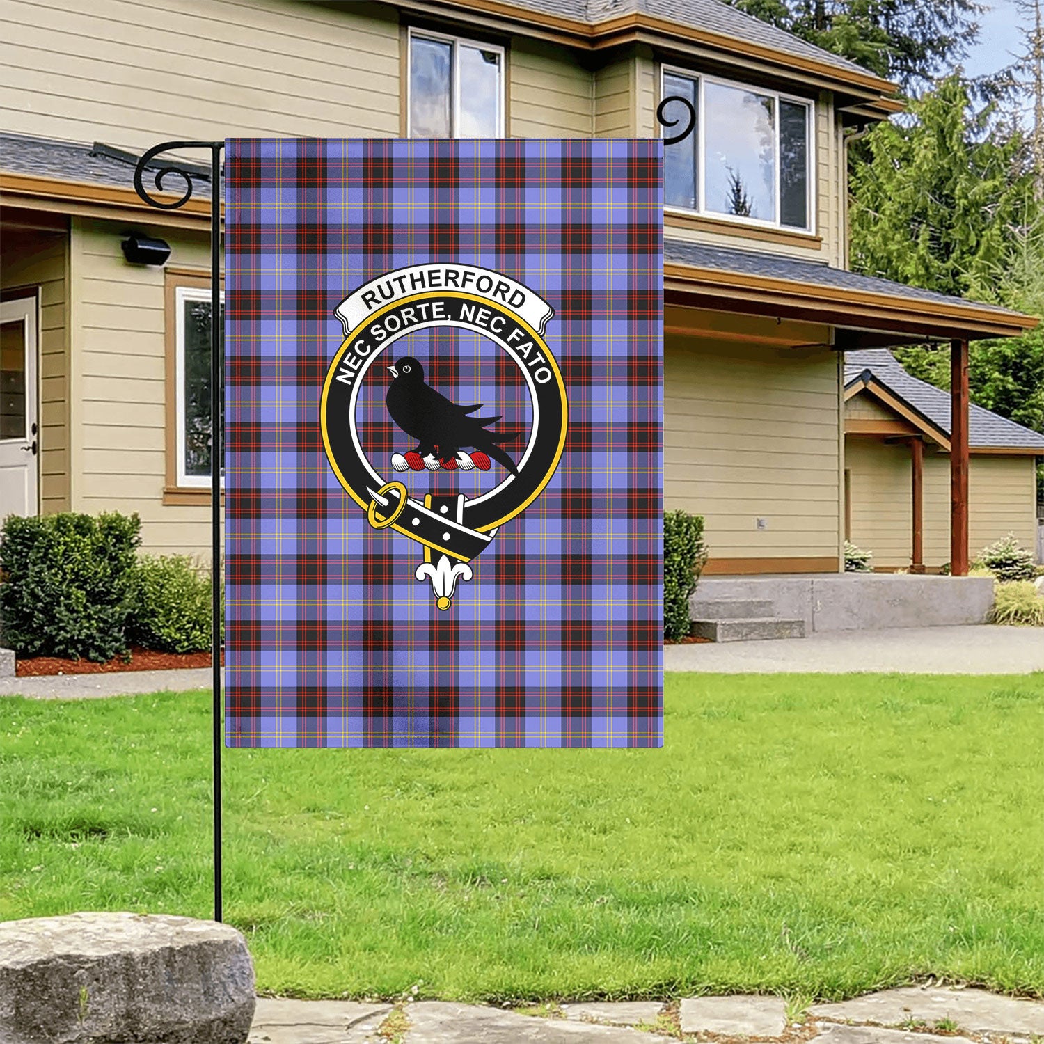 Rutherford Tartan Crest Garden Flag