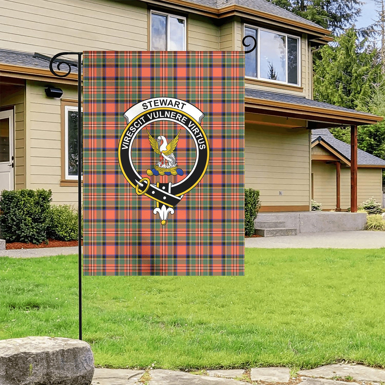 Stewart Royal Ancient Tartan Crest Garden Flag