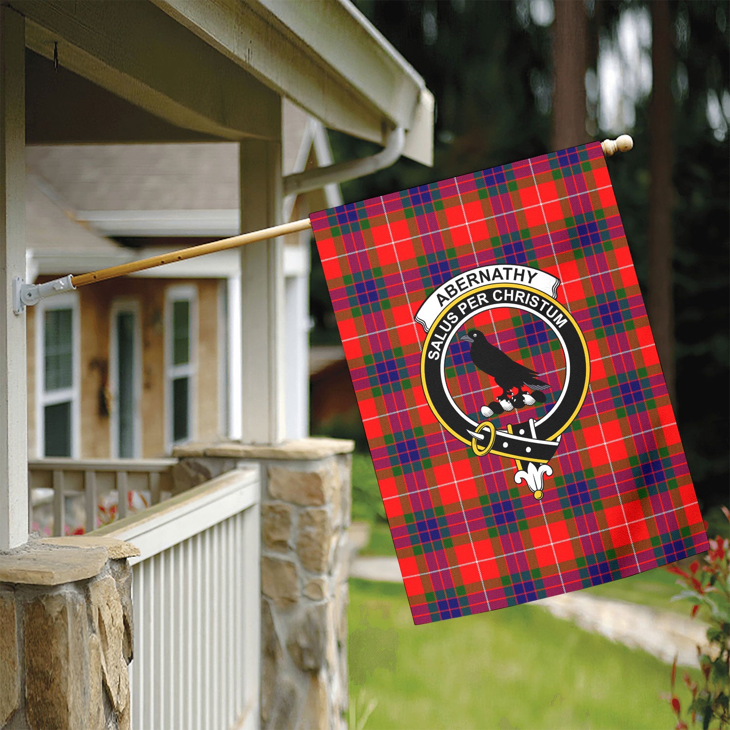 Abernathy Tartan Crest Garden Flag