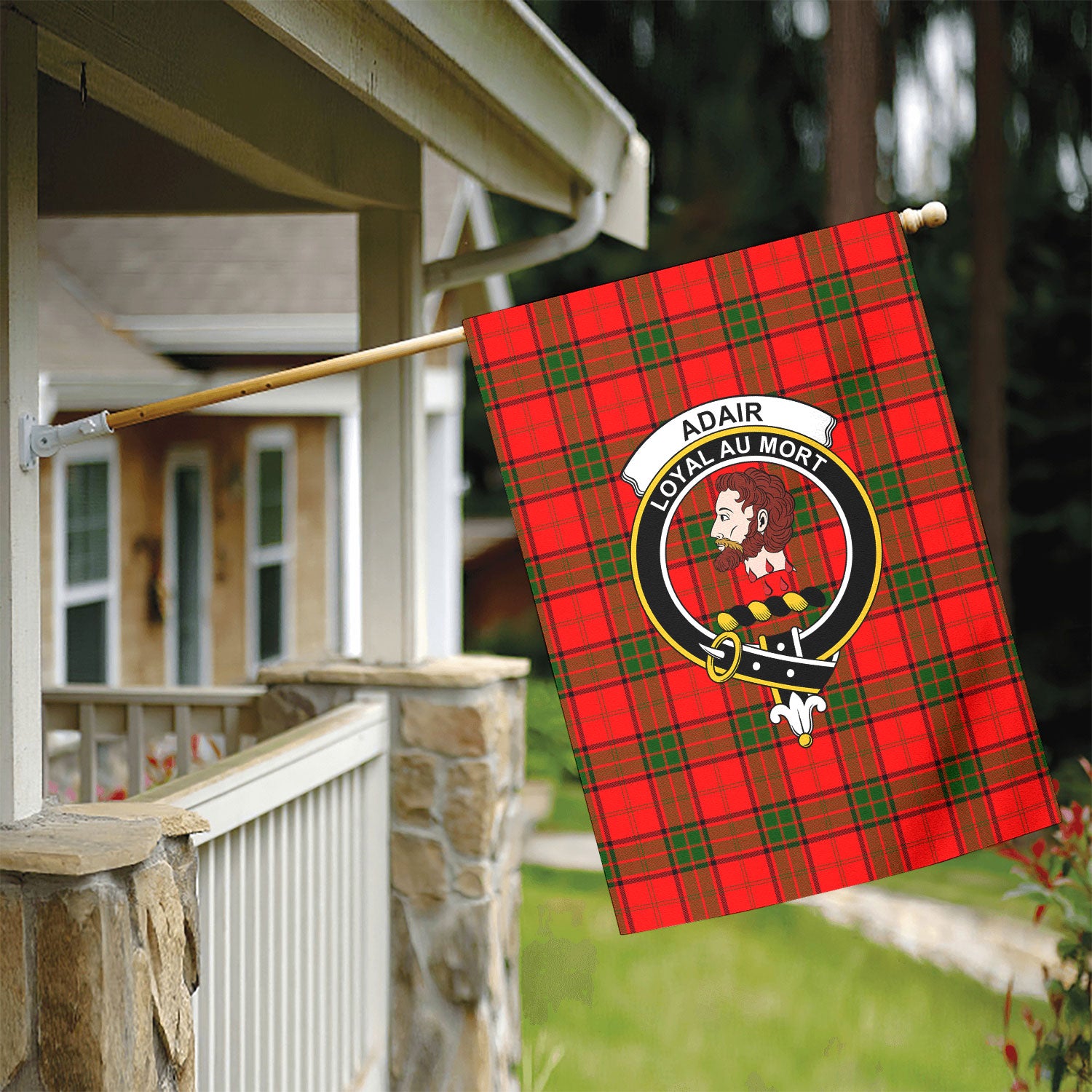 Adair Modern Tartan Crest Garden Flag