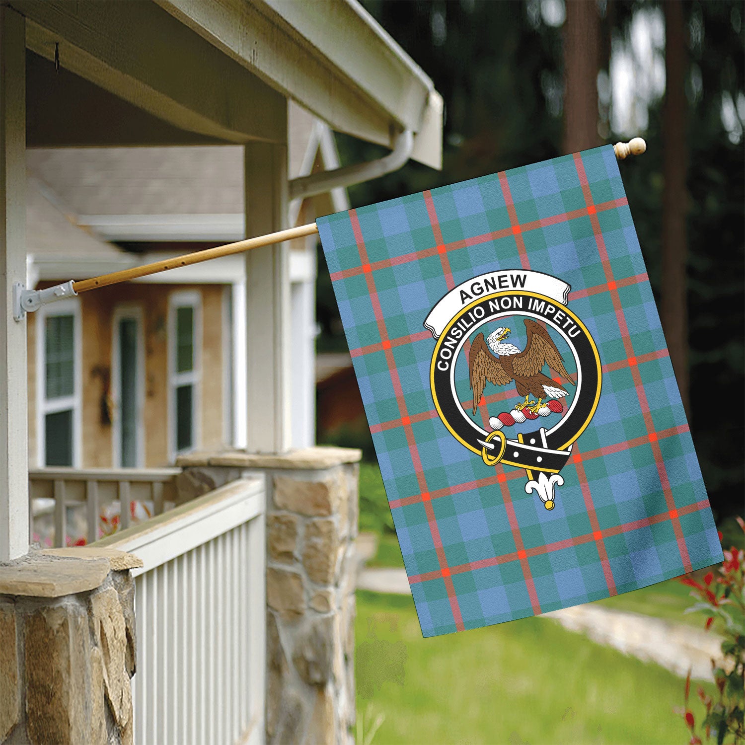 Agnew Ancient Tartan Crest Garden Flag