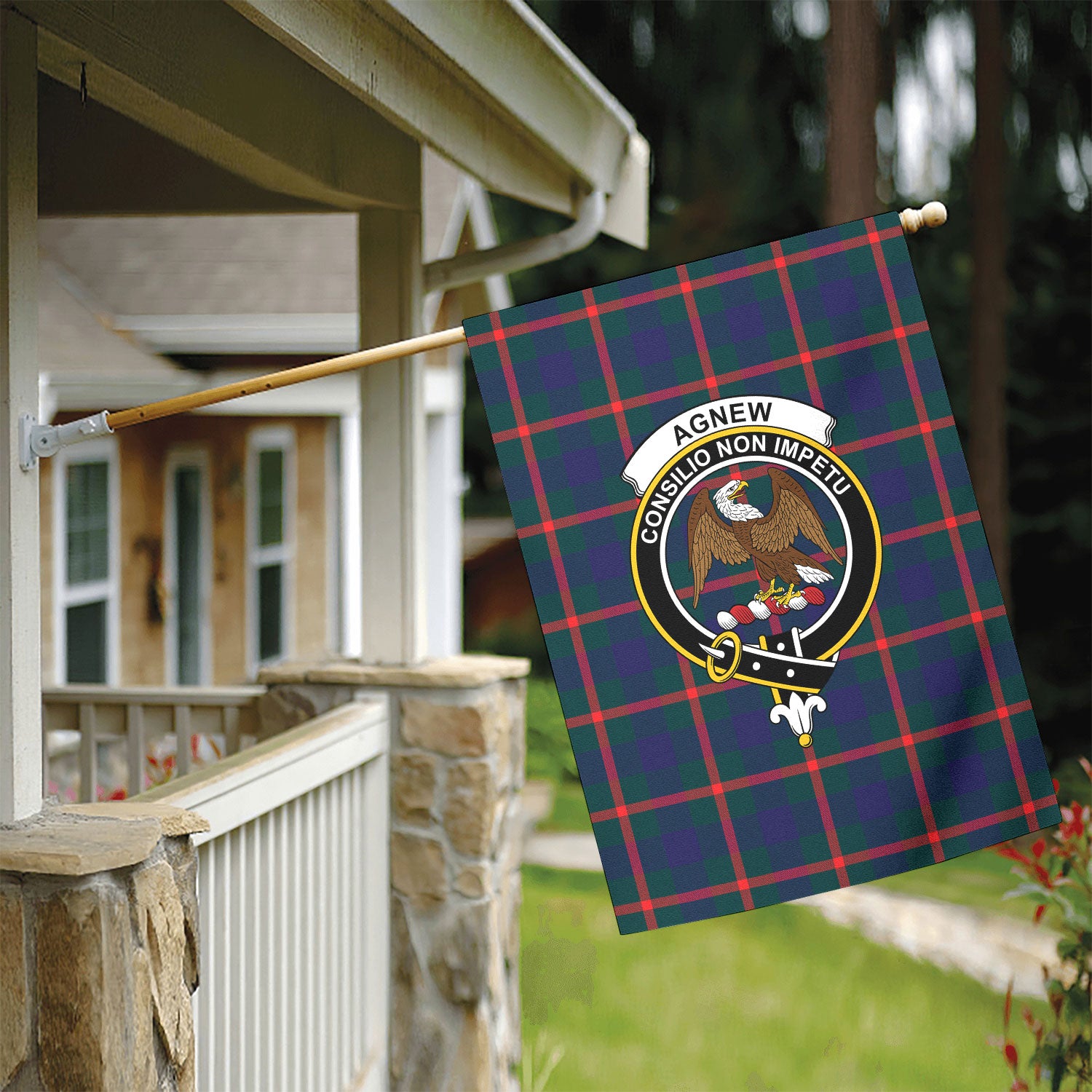 Agnew Modern Tartan Crest Garden Flag