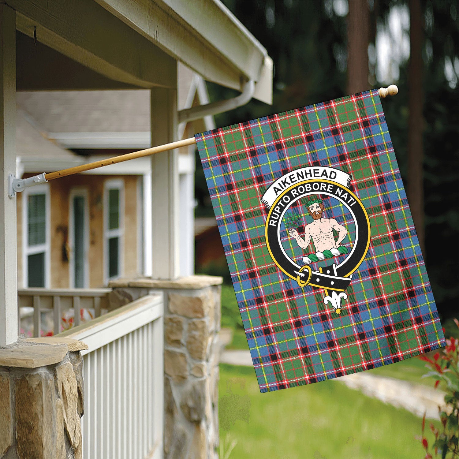 Aikenhead Tartan Crest Garden Flag