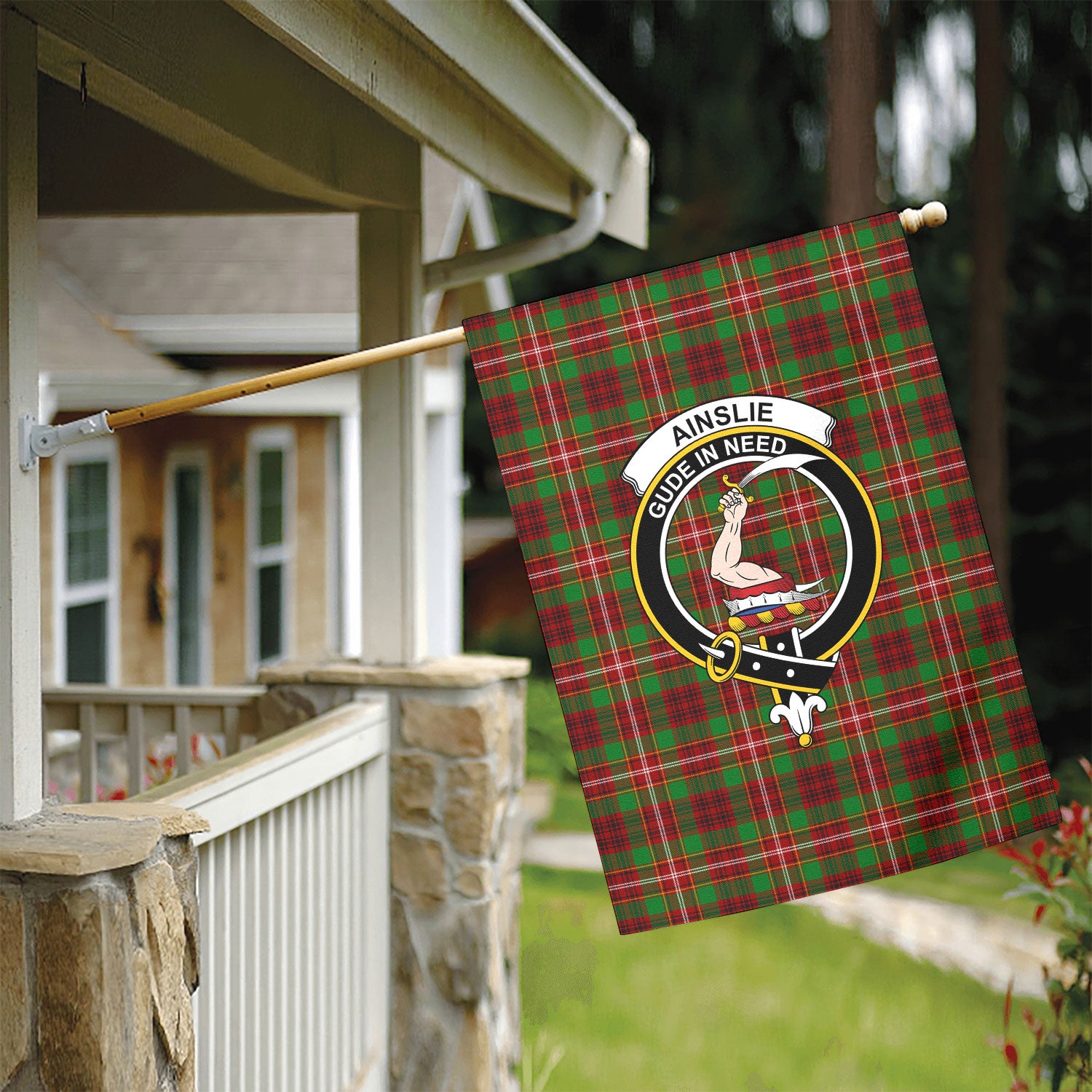 Ainslie Tartan Crest Garden Flag