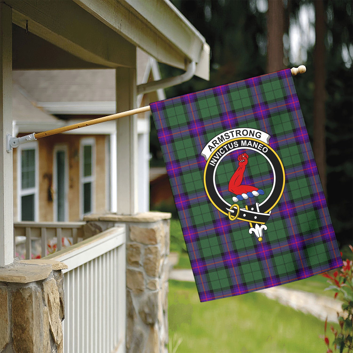 Armstrong Modern Tartan Crest Garden Flag