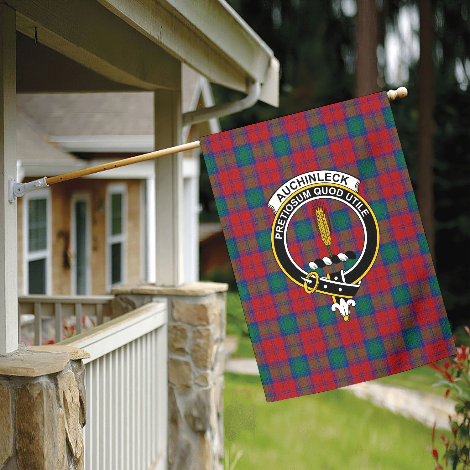 Auchinleck Tartan Crest Garden Flag