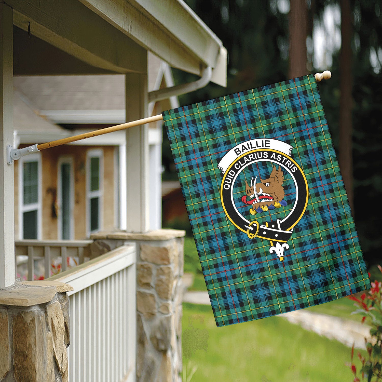 Baillie Ancient Tartan Crest Garden Flag