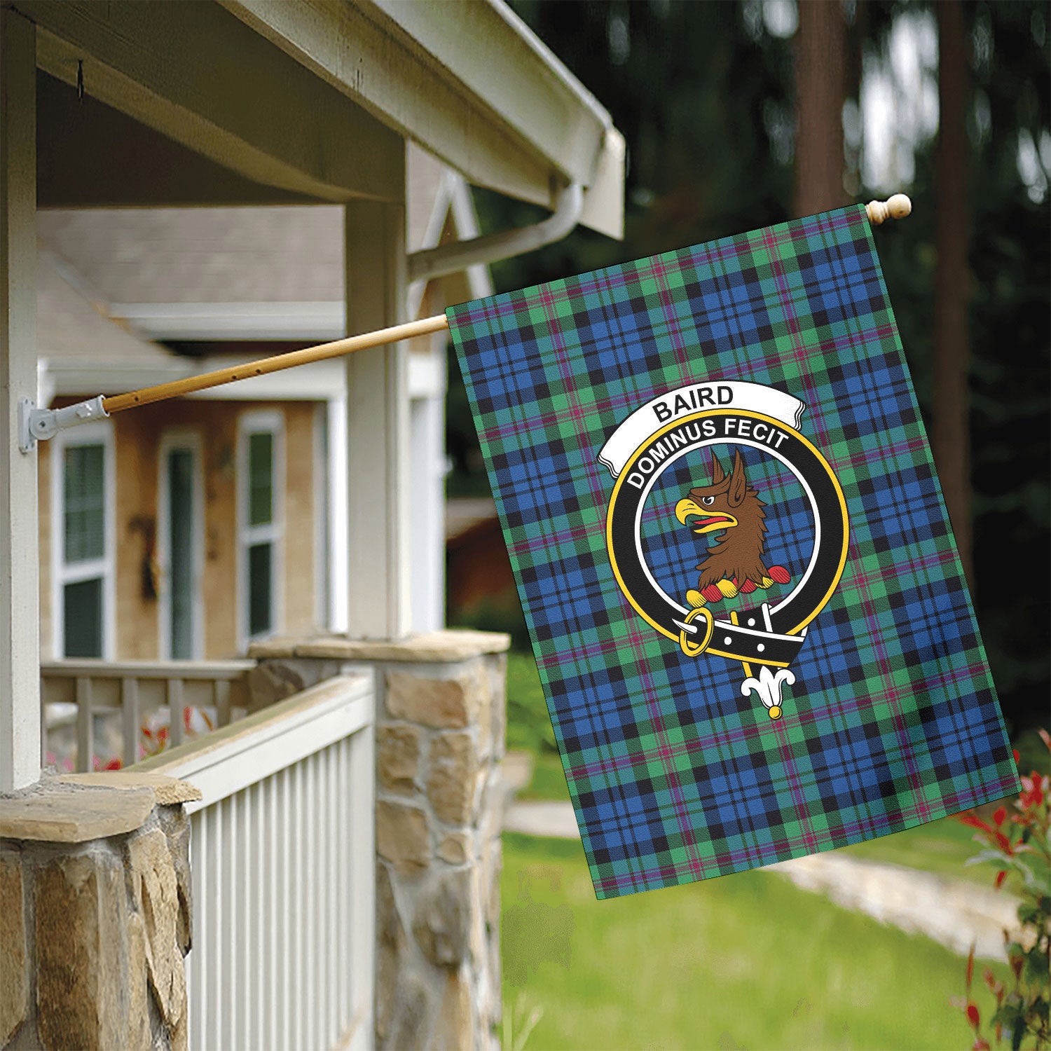 Baird Ancient Tartan Crest Garden Flag