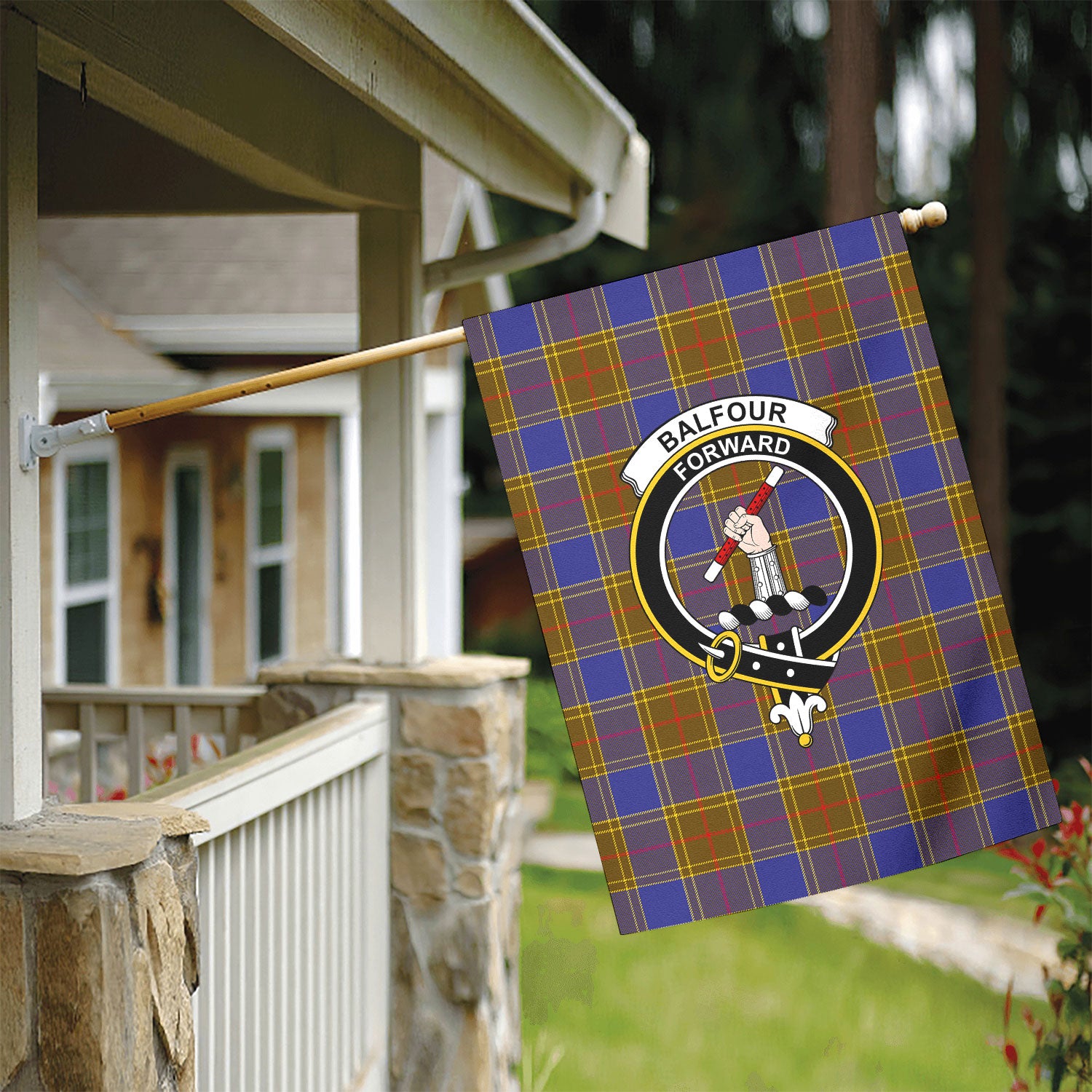 Balfour Modern Tartan Crest Garden Flag