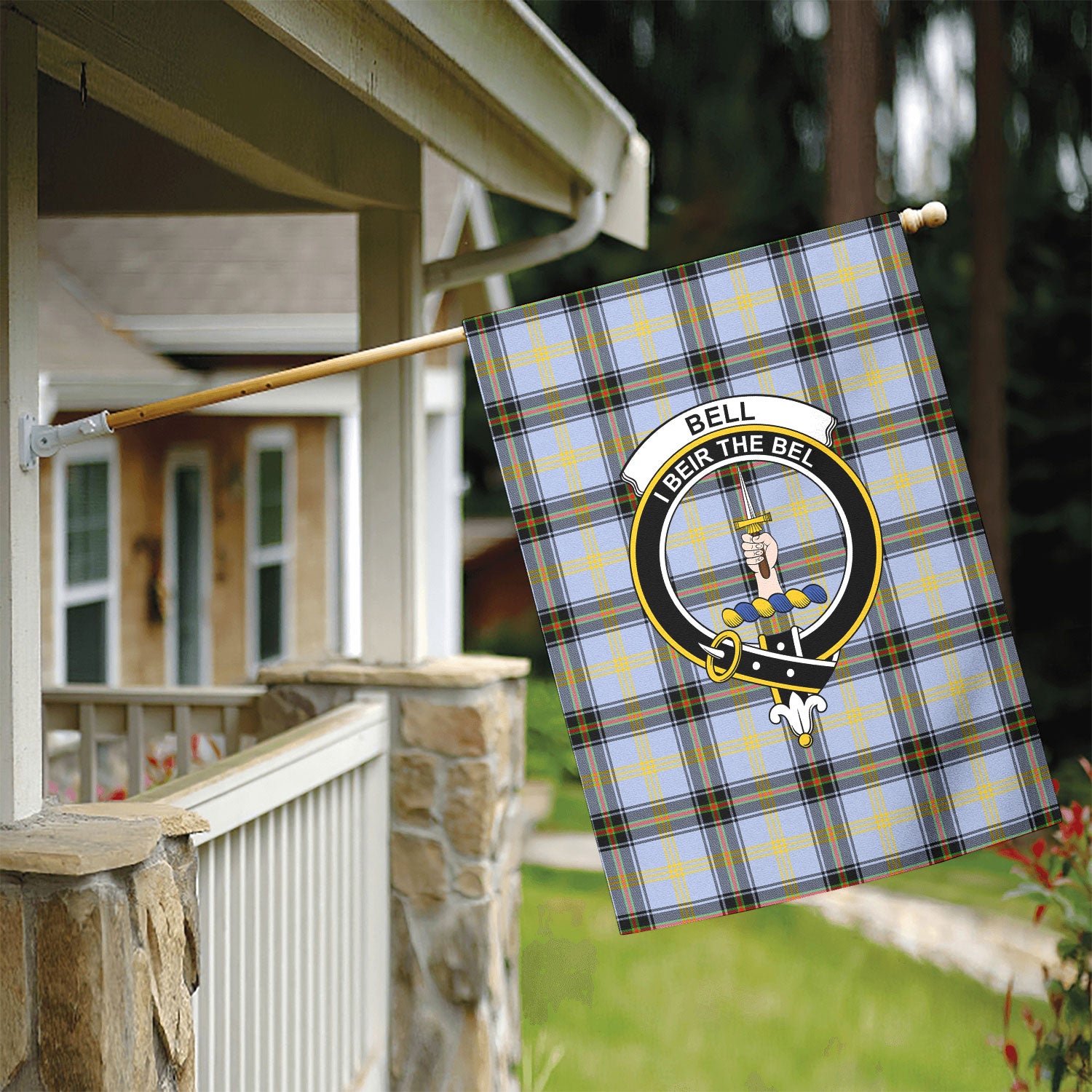 Bell of the Borders Tartan Crest Garden Flag