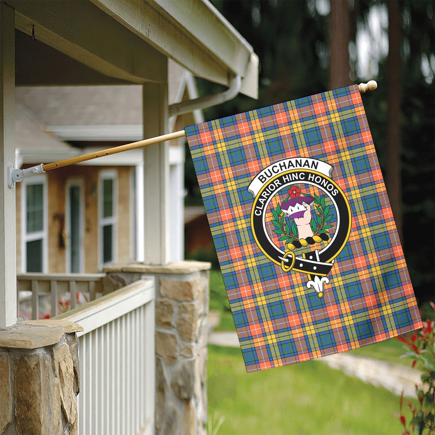 Buchanan Ancient Tartan Crest Garden Flag