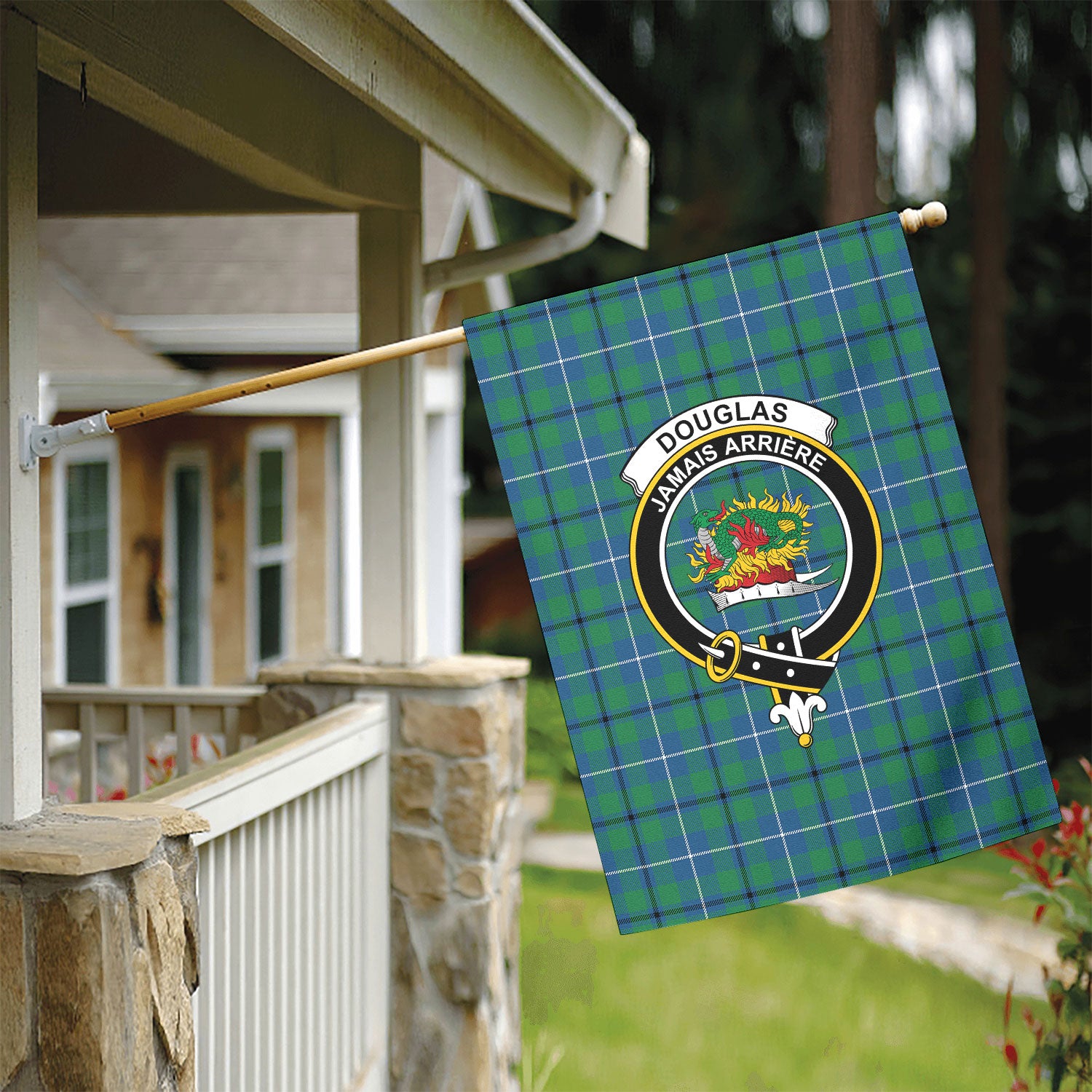 Douglas Ancient Tartan Crest Garden Flag