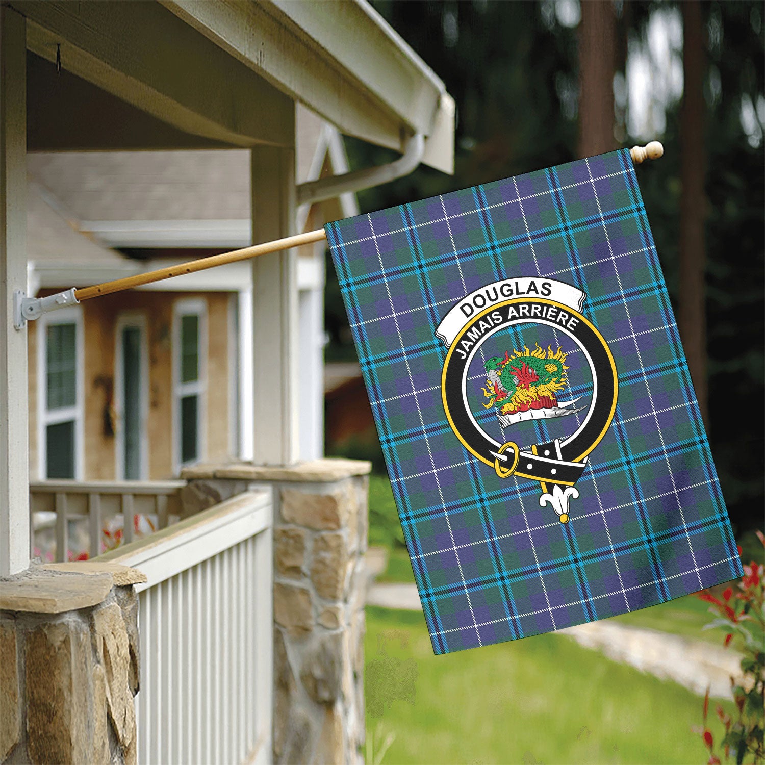 Douglas Modern Tartan Crest Garden Flag