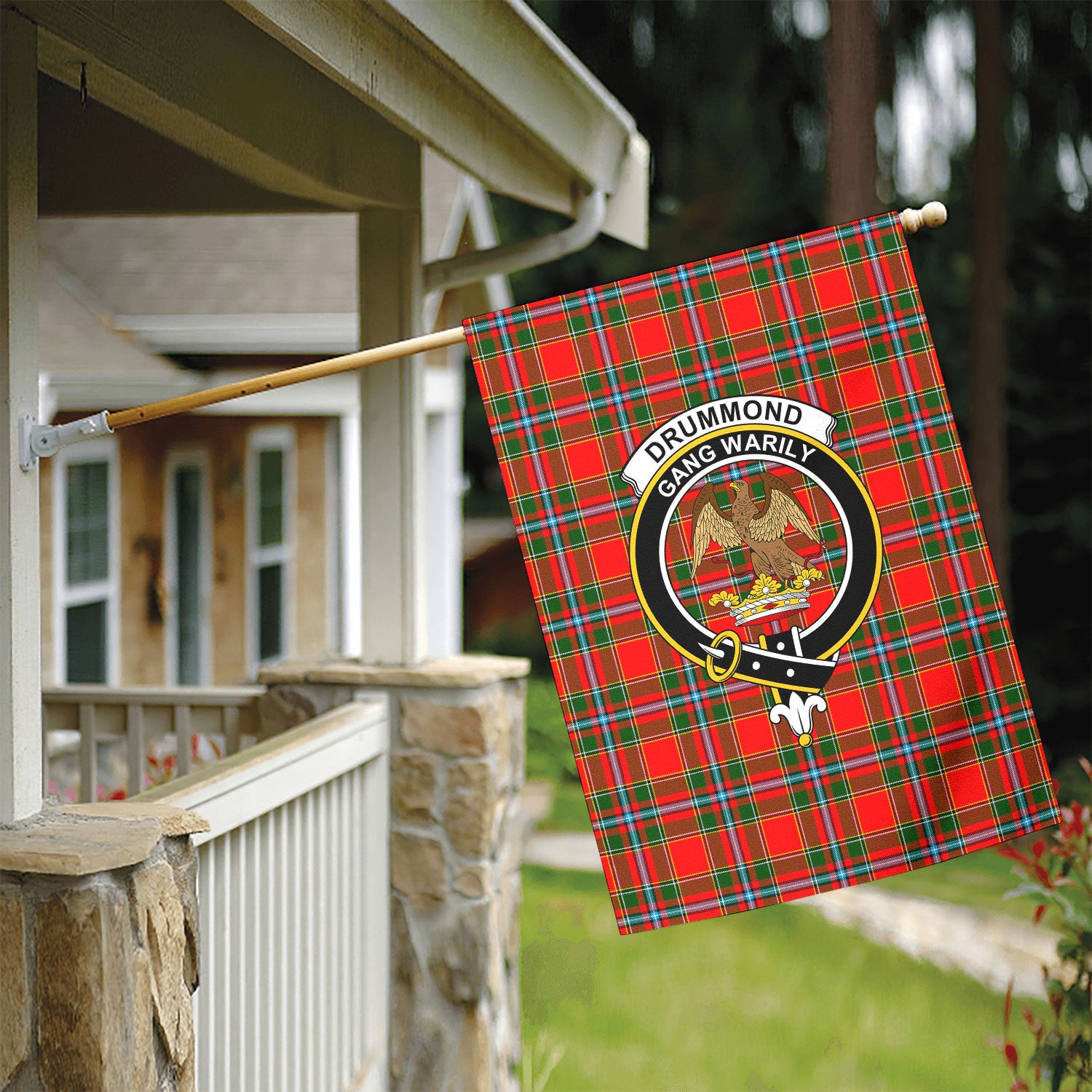 Drummond of Perth Tartan Crest Garden Flag
