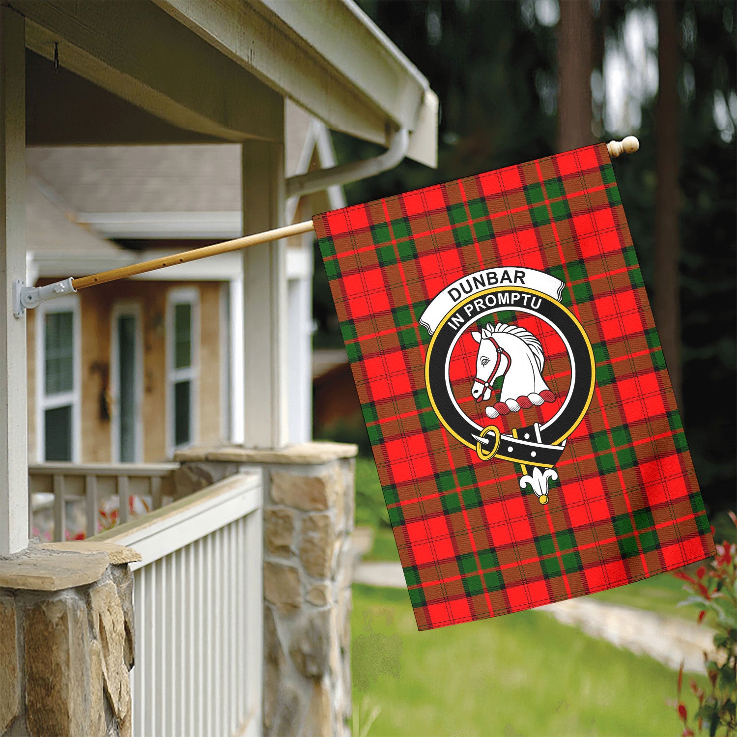 Dunbar Modern Tartan Crest Garden Flag