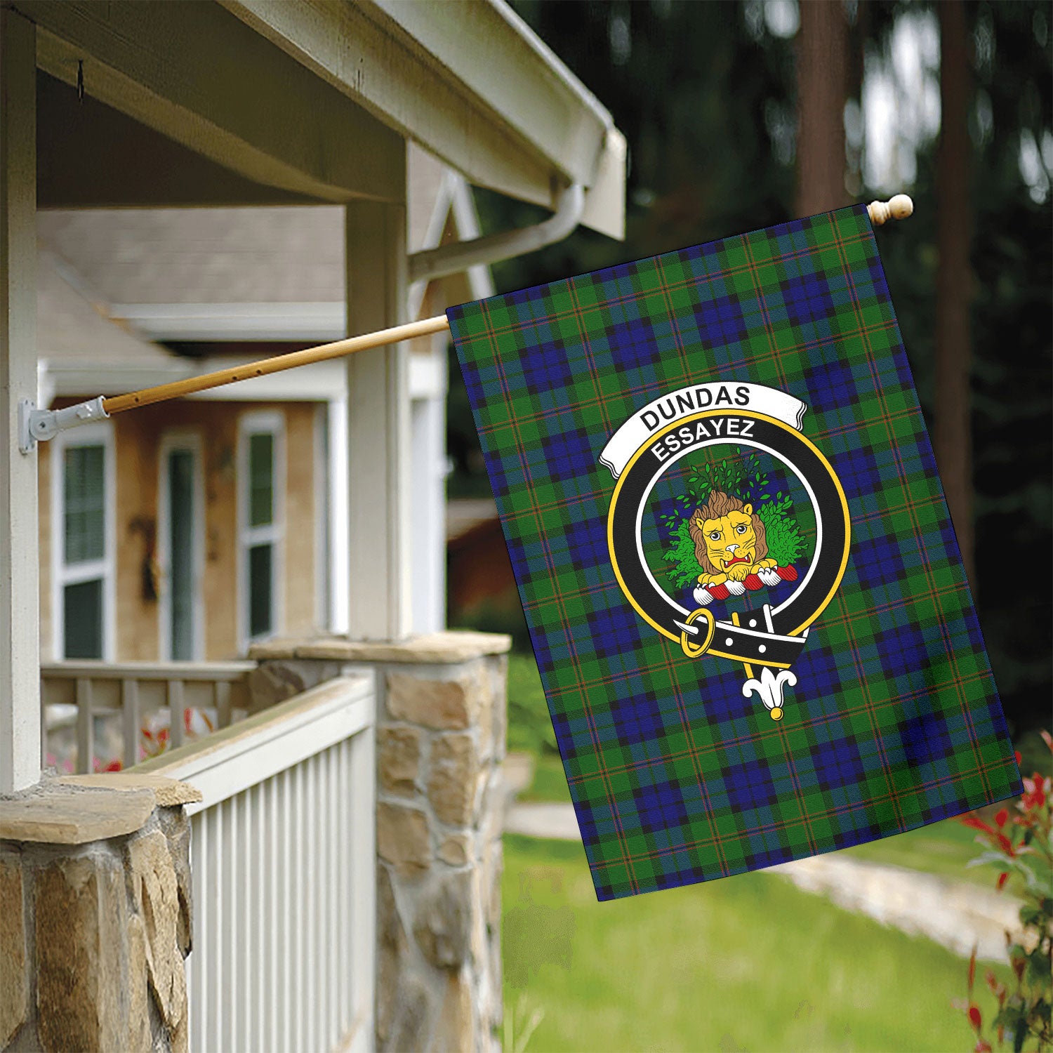Dundas Modern Tartan Crest Garden Flag