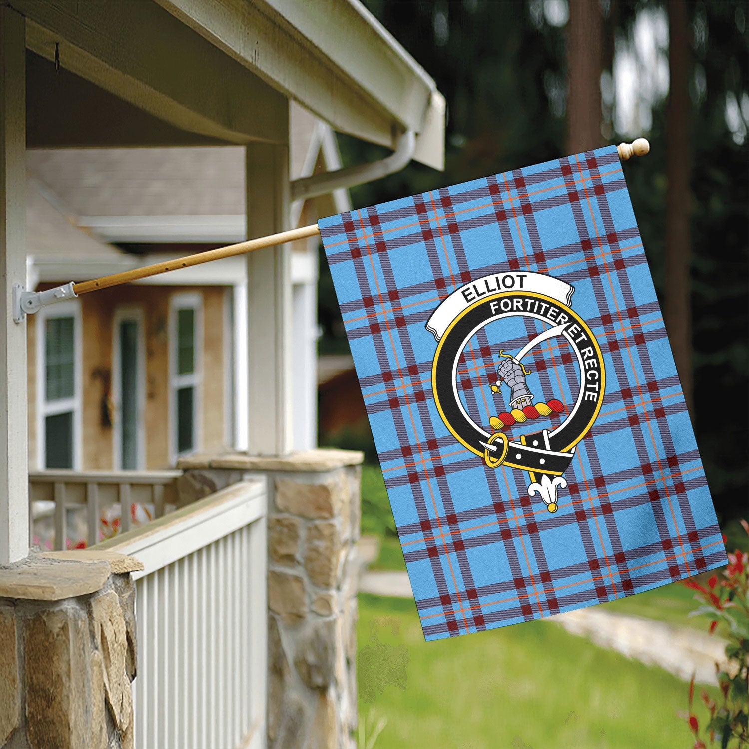 Elliot Ancient Tartan Crest Garden Flag