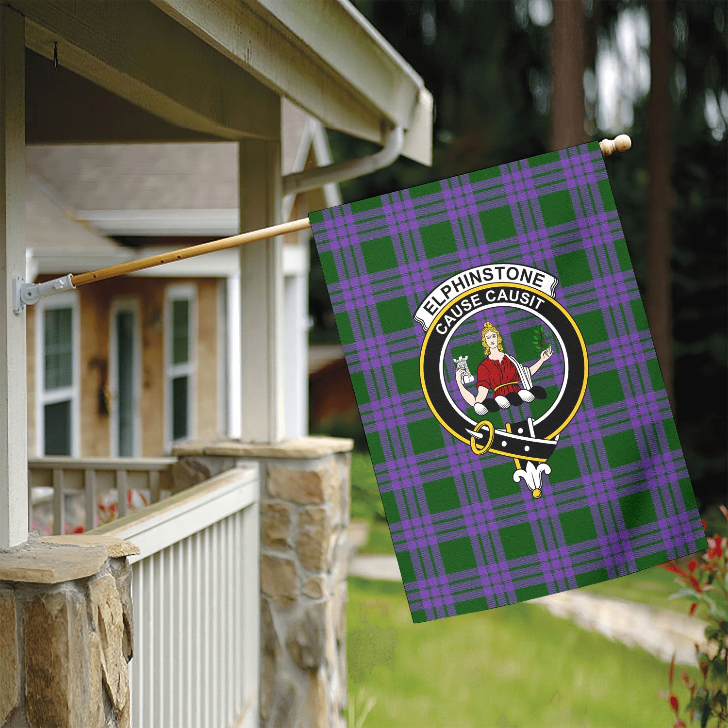 Elphinstone Tartan Crest Garden Flag