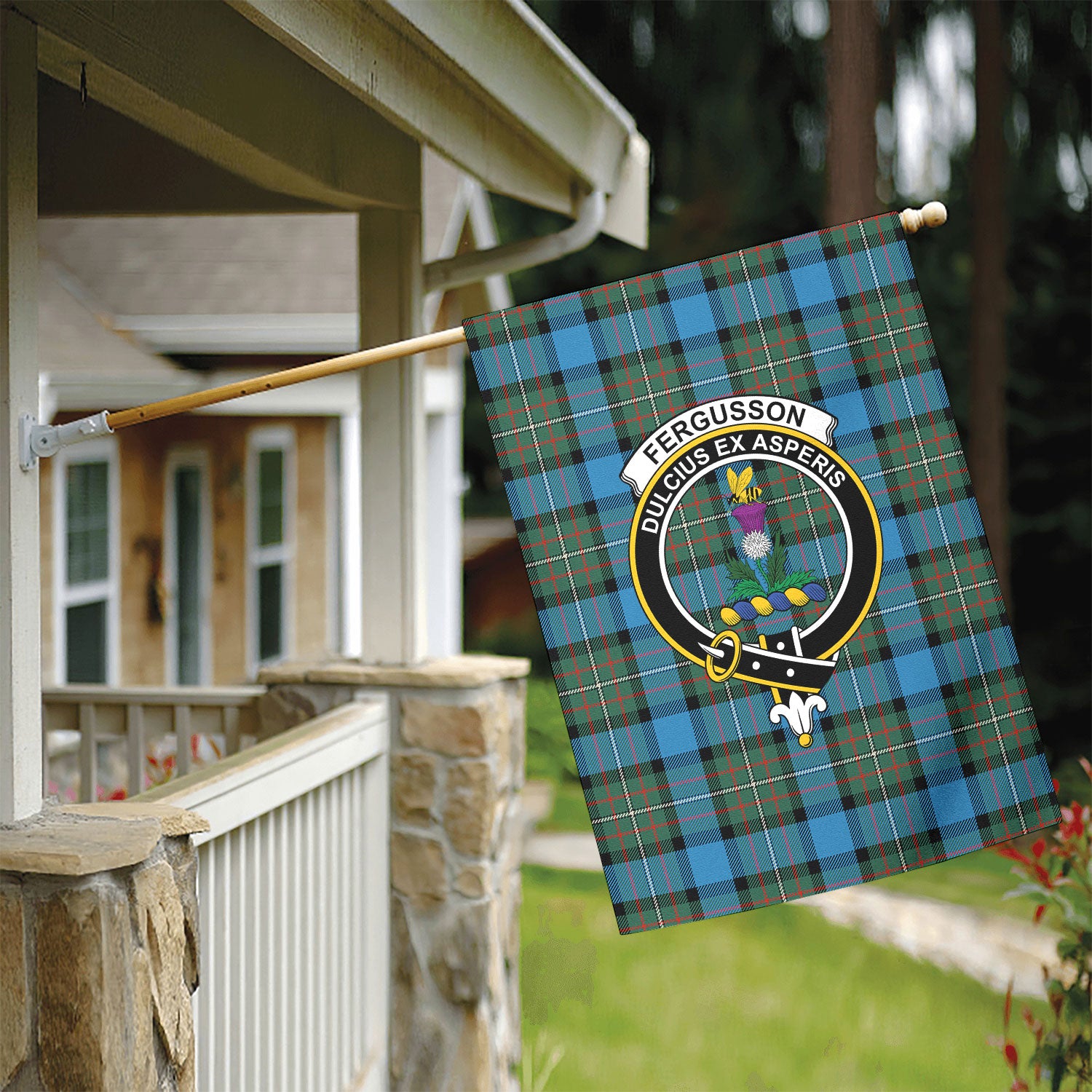 Fergusson Ancient Tartan Crest Garden Flag