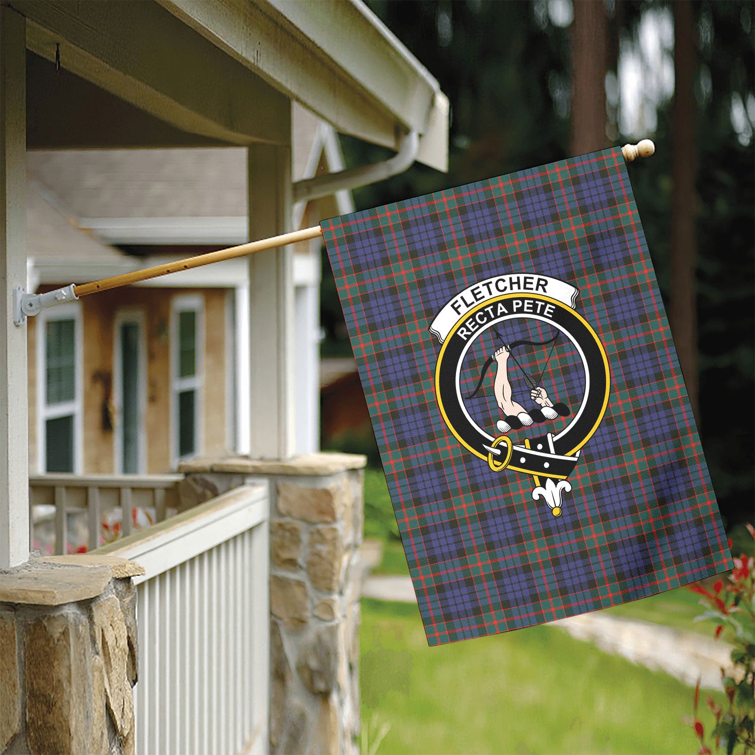 Fletcher of Dunans Tartan Crest Garden Flag