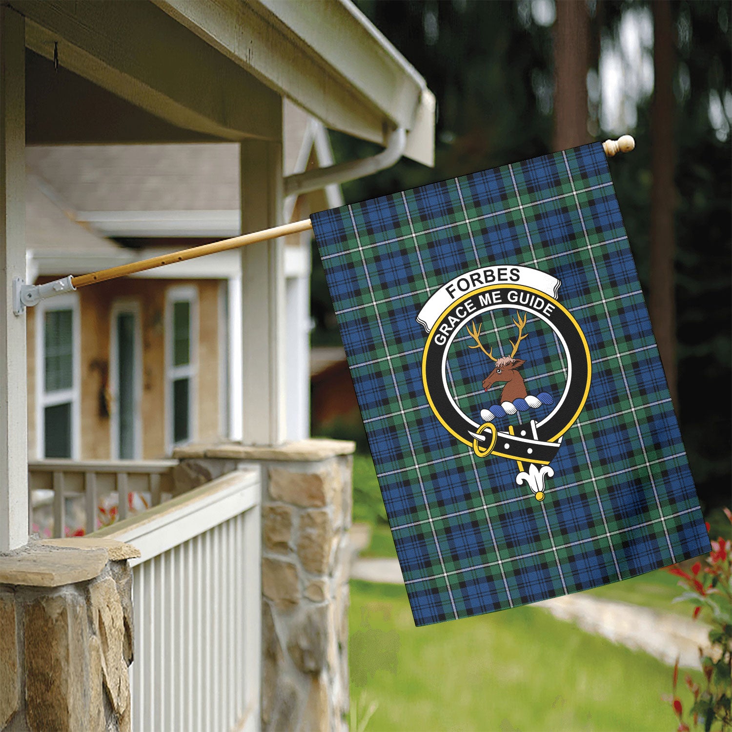 Forbes Ancient Tartan Crest Garden Flag