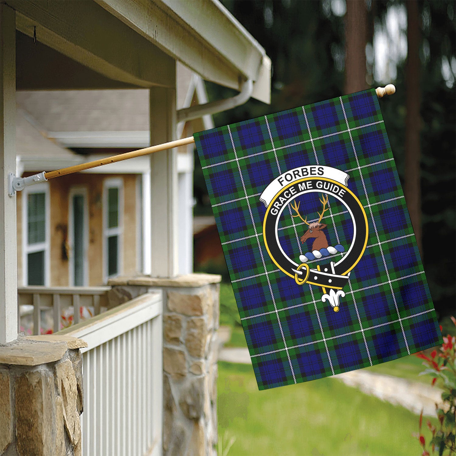 Forbes Modern Tartan Crest Garden Flag