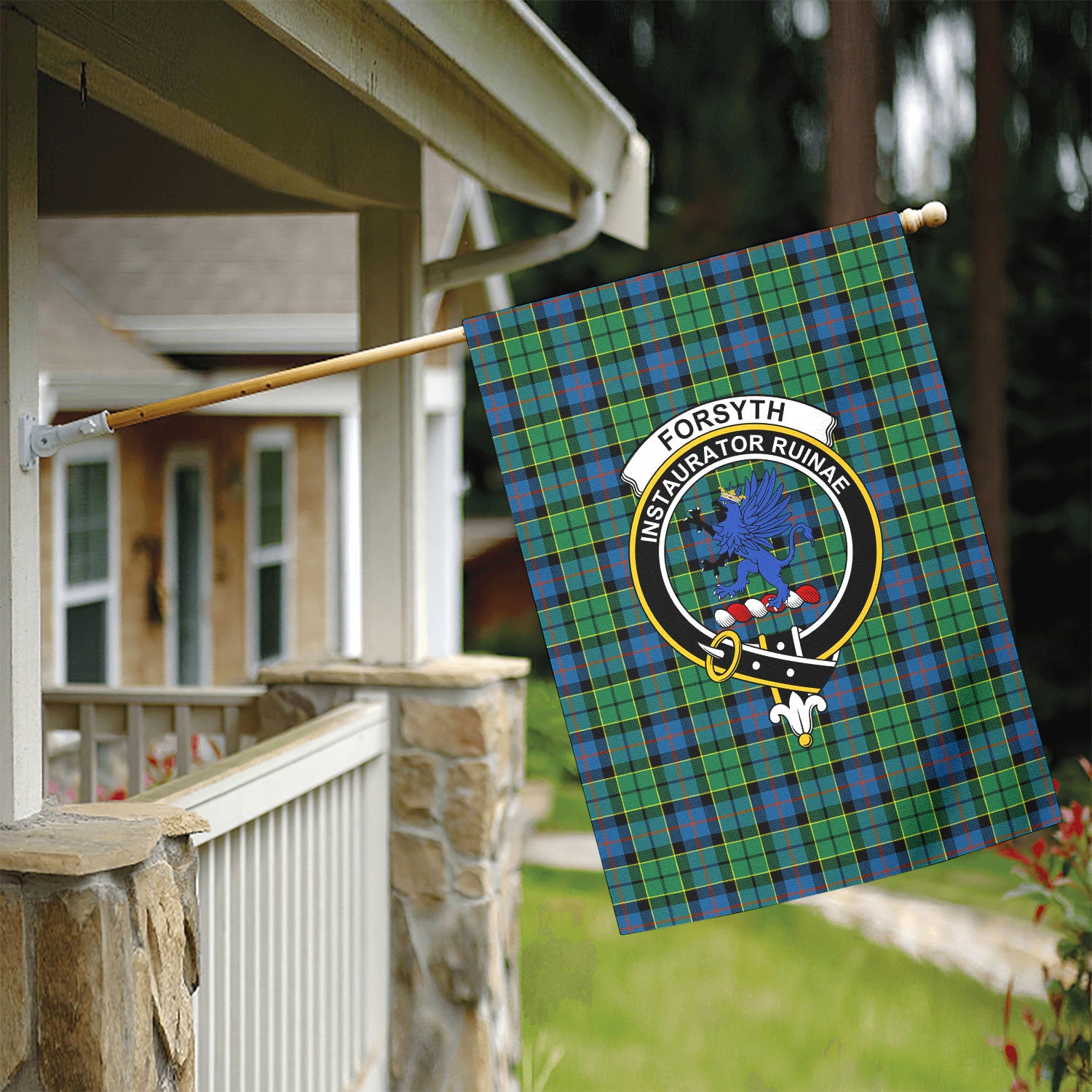 Forsyth Ancient Tartan Crest Garden Flag