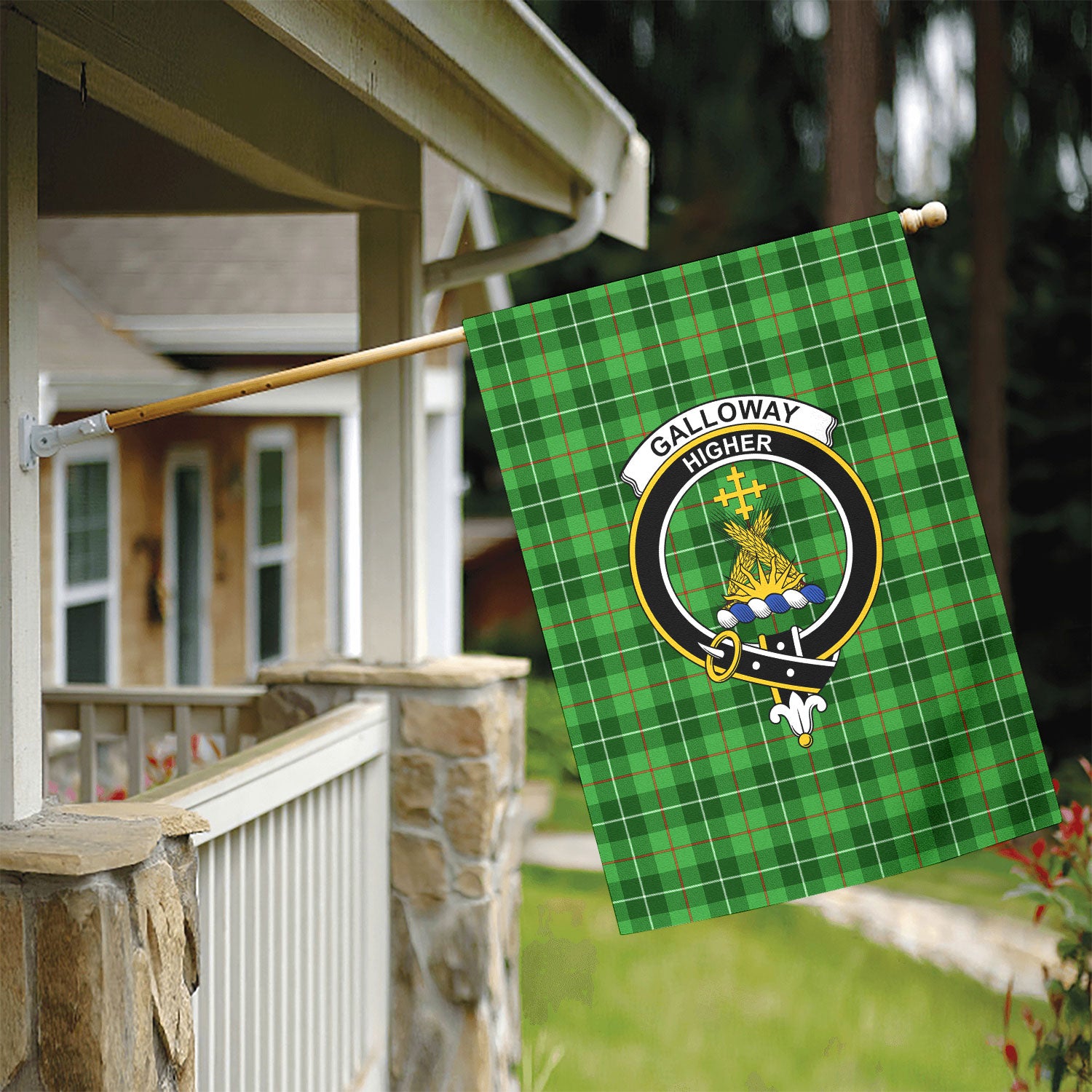 Galloway District Tartan Crest Garden Flag