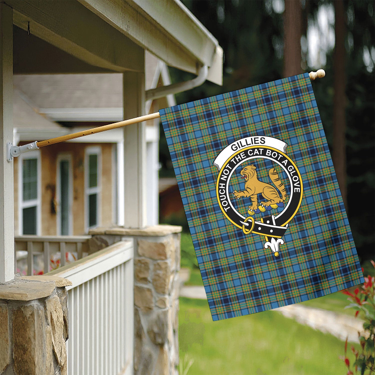 Gillies Ancient Tartan Crest Garden Flag