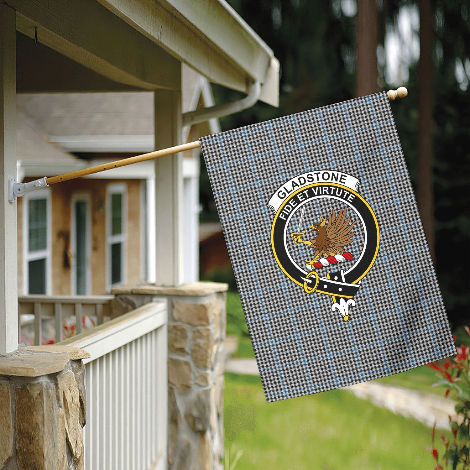 Gladstone Tartan Crest Garden Flag