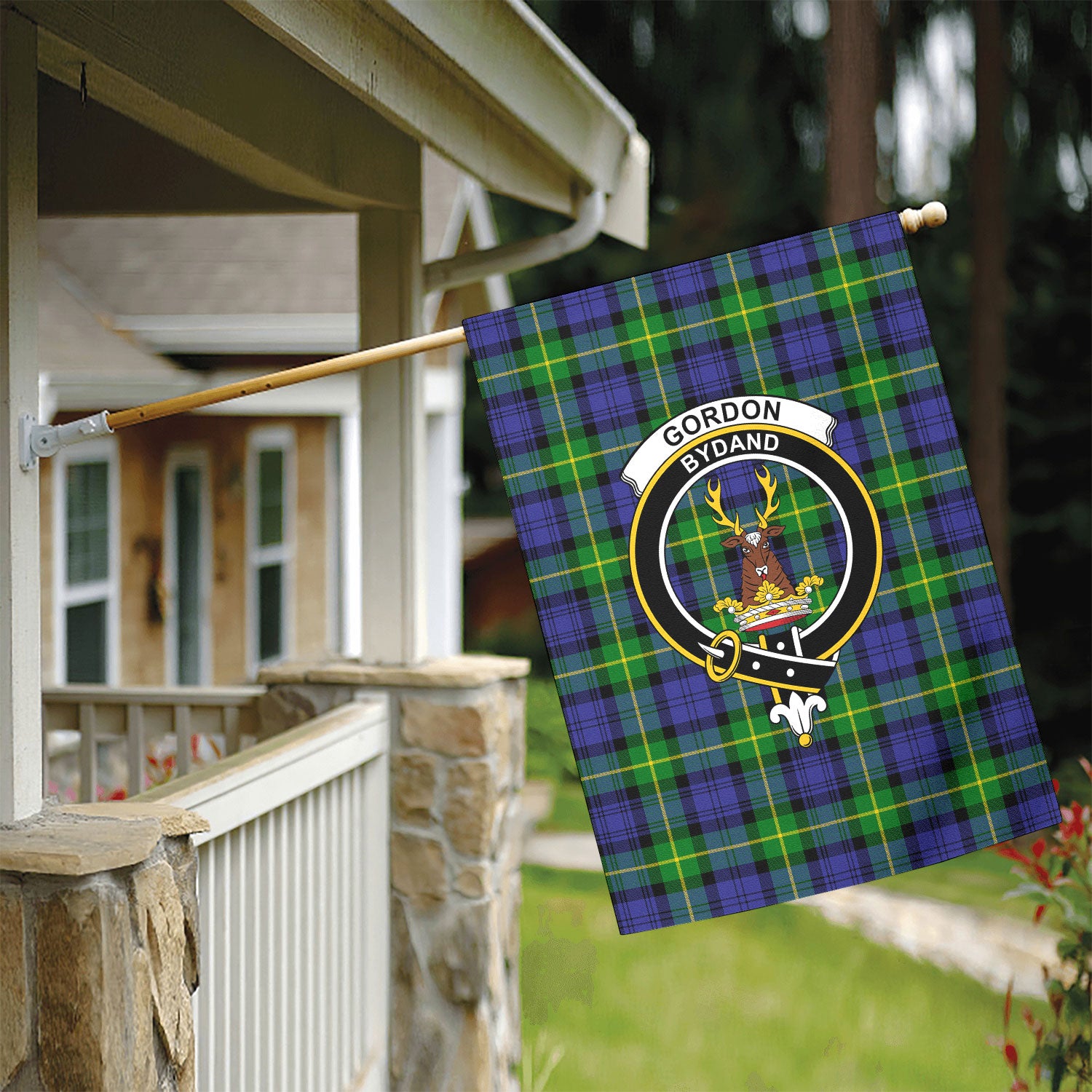 Gordon Modern Tartan Crest Garden Flag